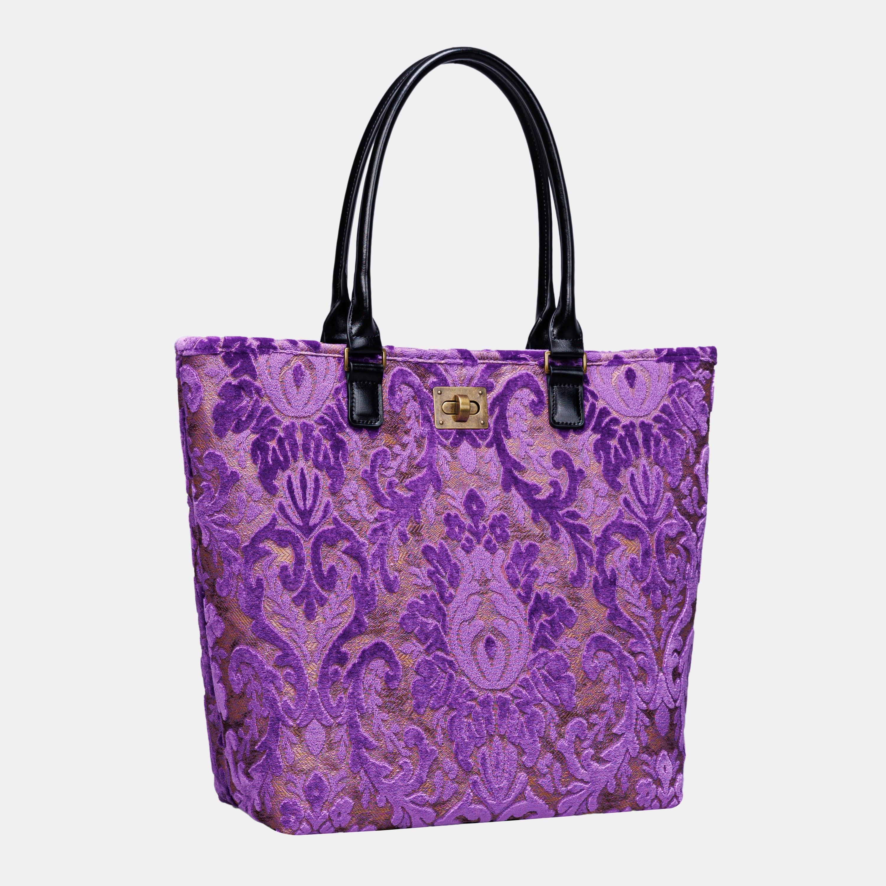 Burnout Velvet Purple Carpet Tote Shopper carpet bag of America front