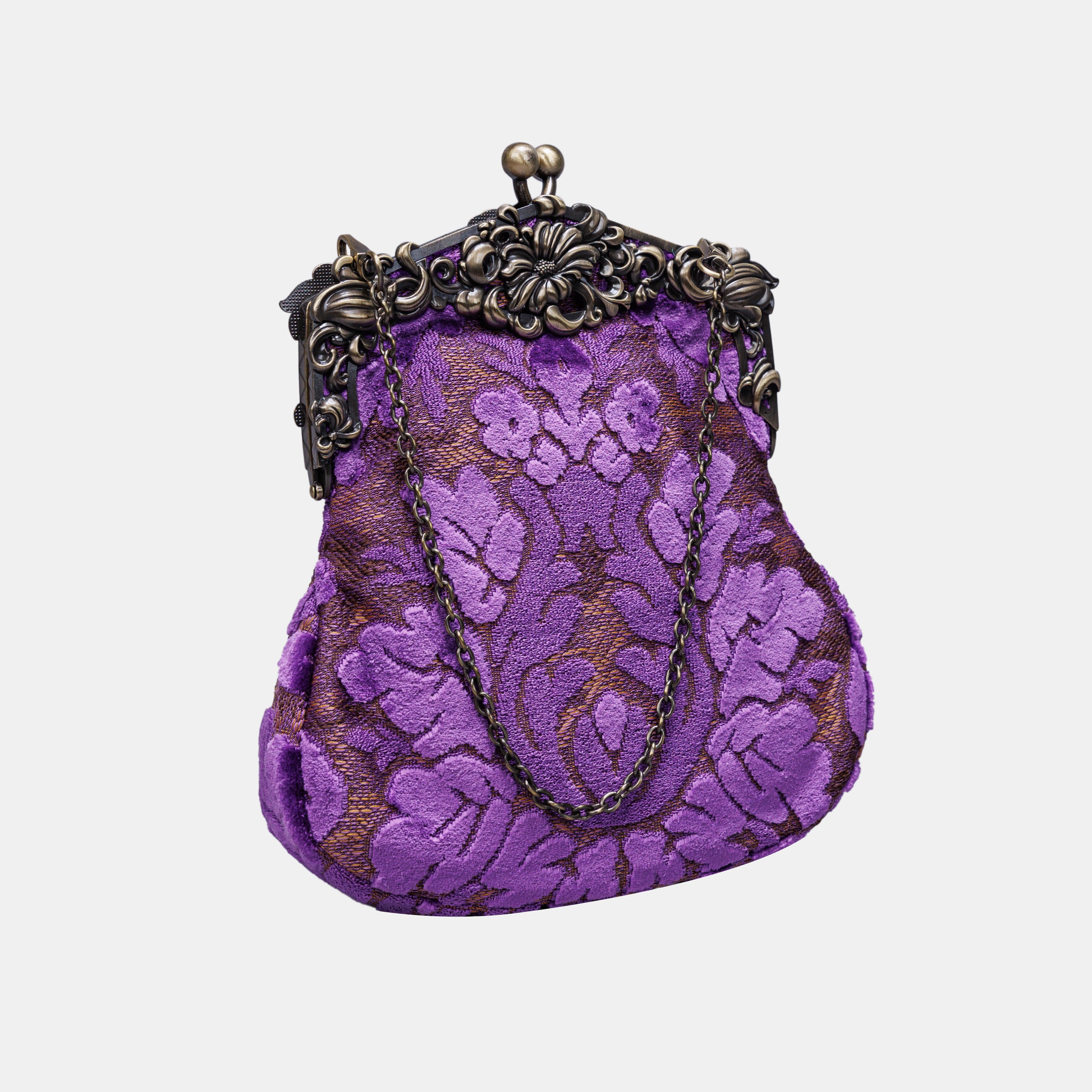 Burnout Velvet Purple Chatelaine Purse Large carpet bag of America main