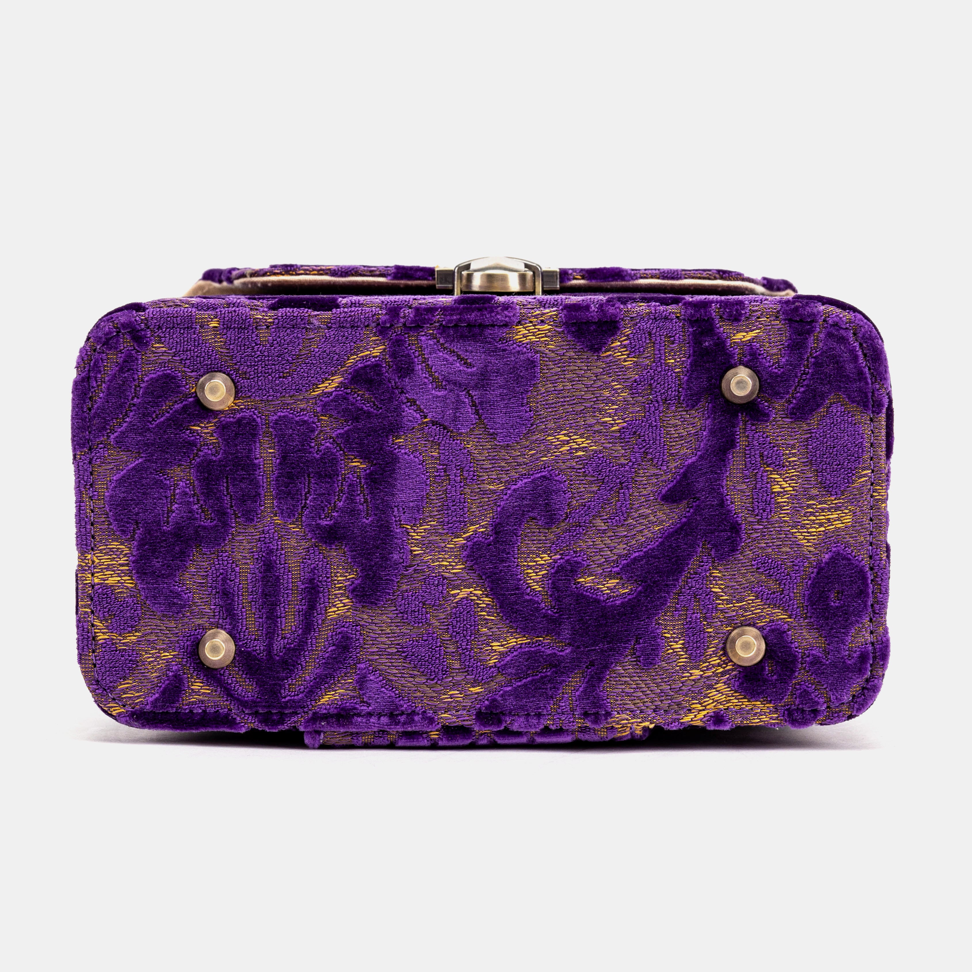 Burnout Velvet Purple Clara Medium Train Case Purse   of America bottom