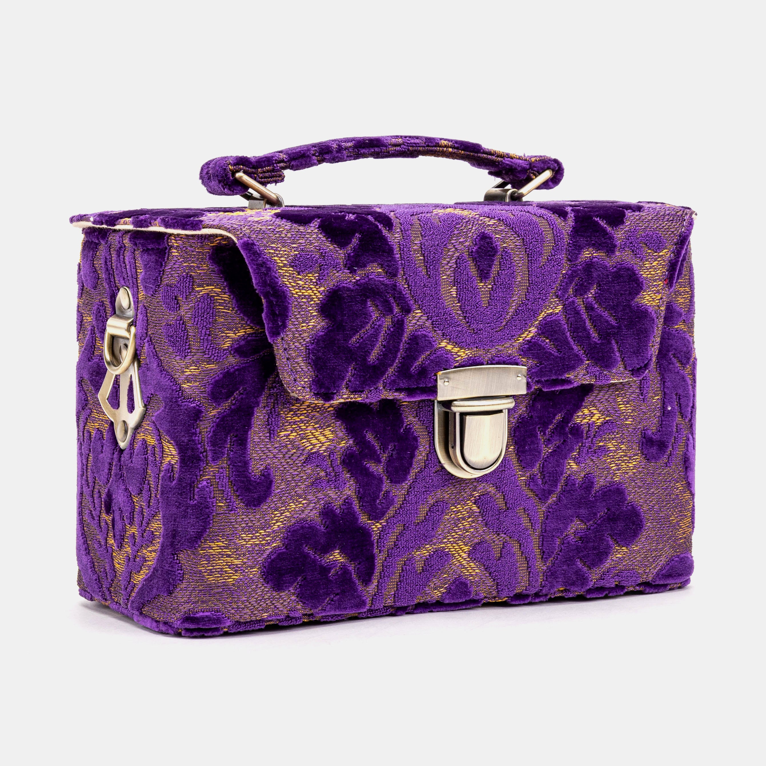 Burnout Velvet Purple Clara Medium Train Case Purse left