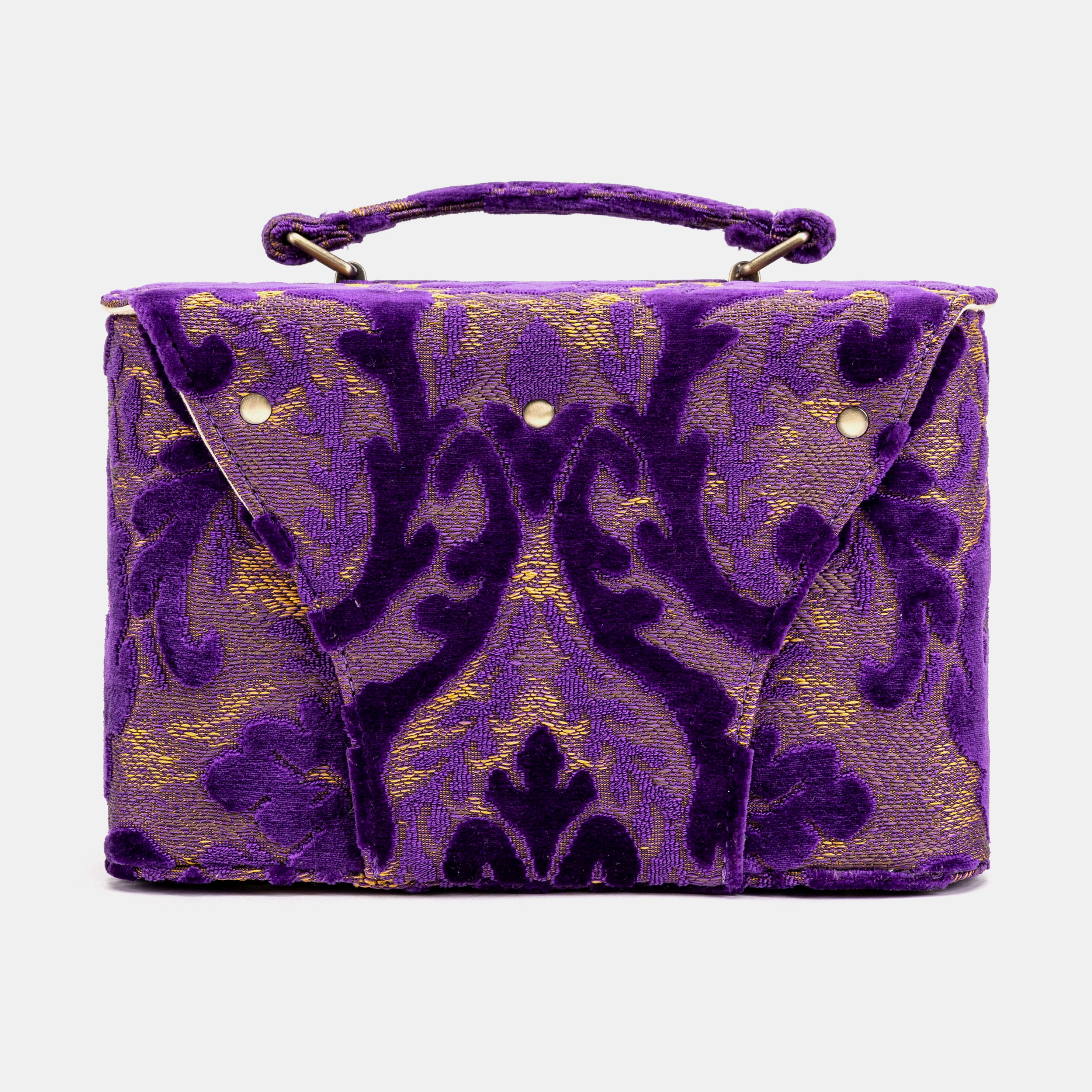 Burnout Velvet Purple Clara Medium Train Case Purse  of America back