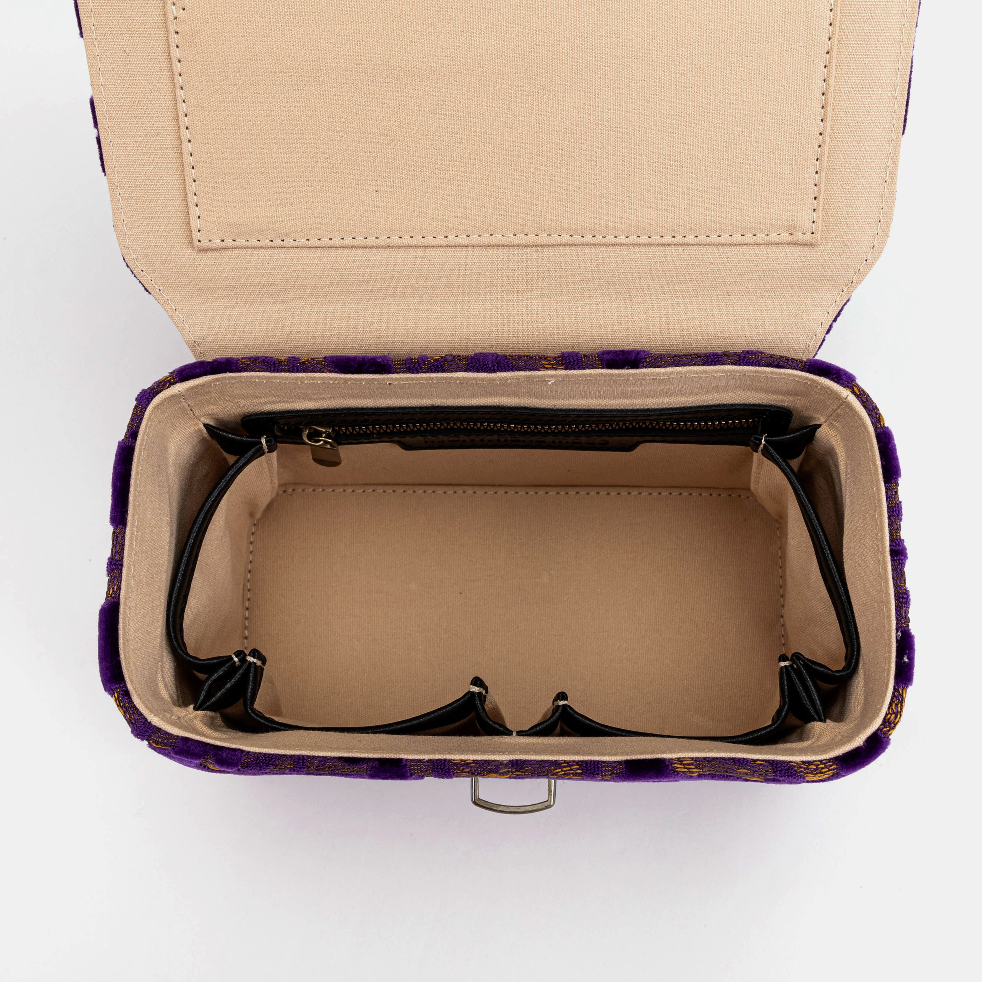 Burnout Velvet Purple Clara Medium Train Case Purse    of America
 inside