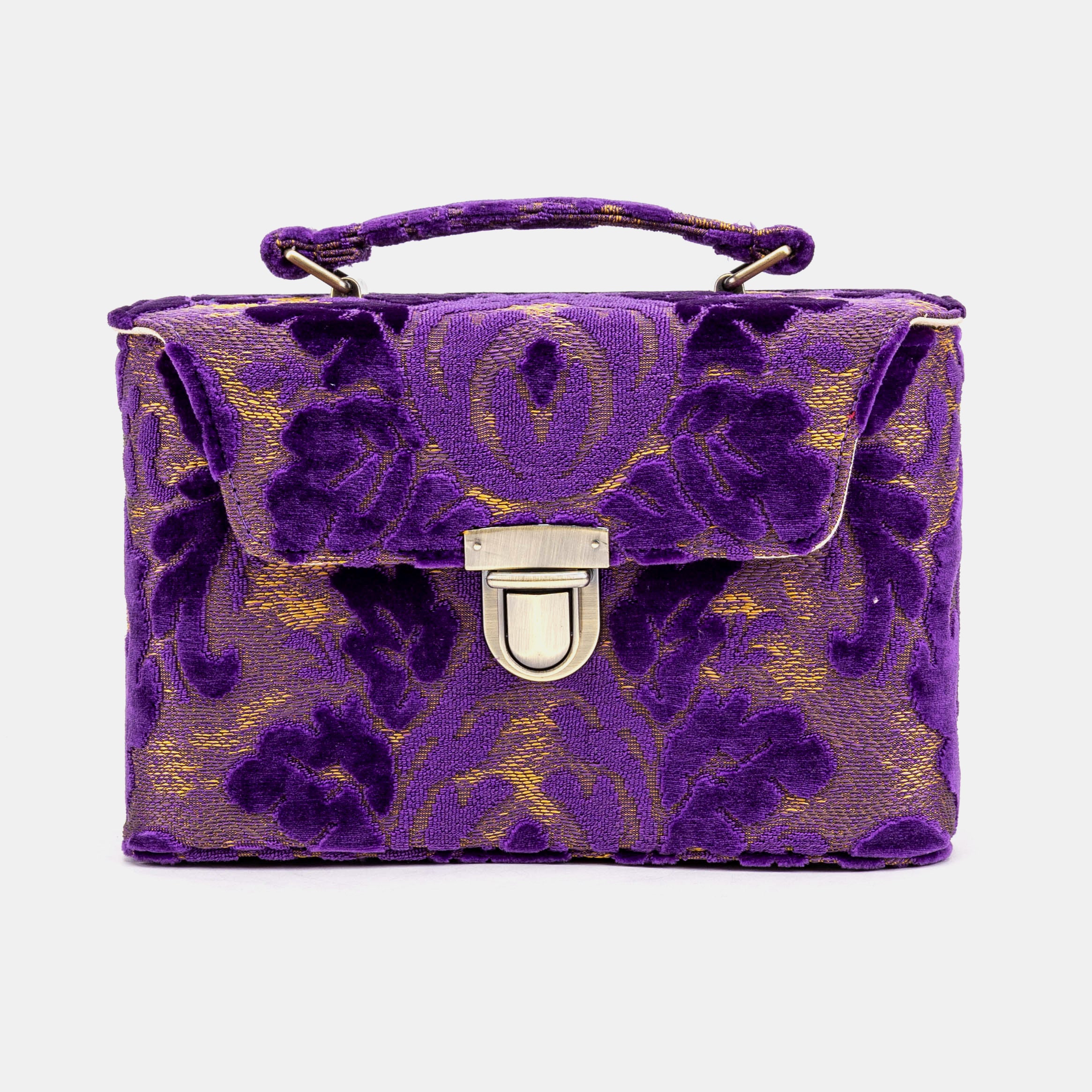 Burnout Velvet Purple Clara Medium Train Case Purse primary of America front