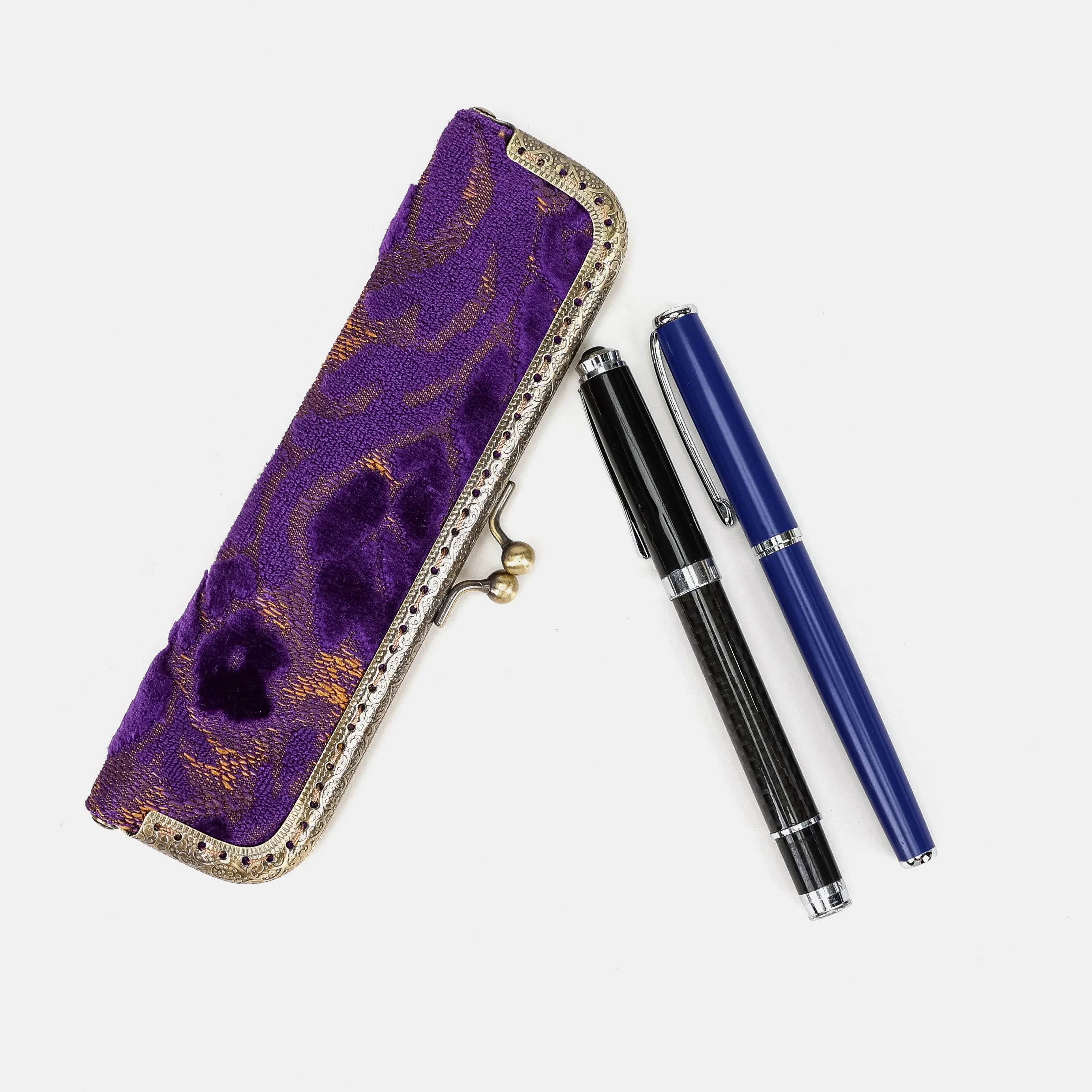 Burnout velvet Purple Duo Pen Case Carpetbag of America main