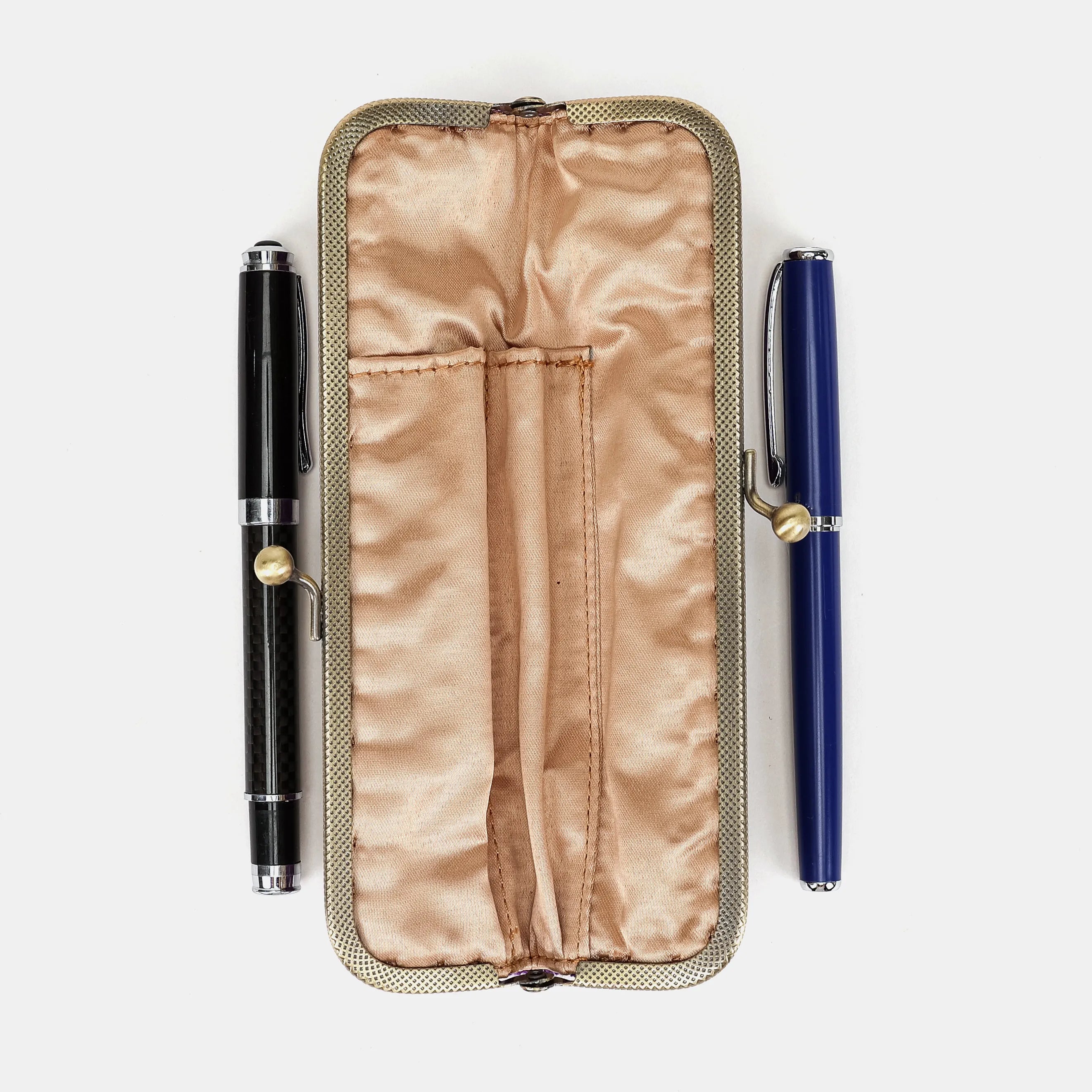 Burnout velvet Purple Duo Pen Case Carpetbag of America open