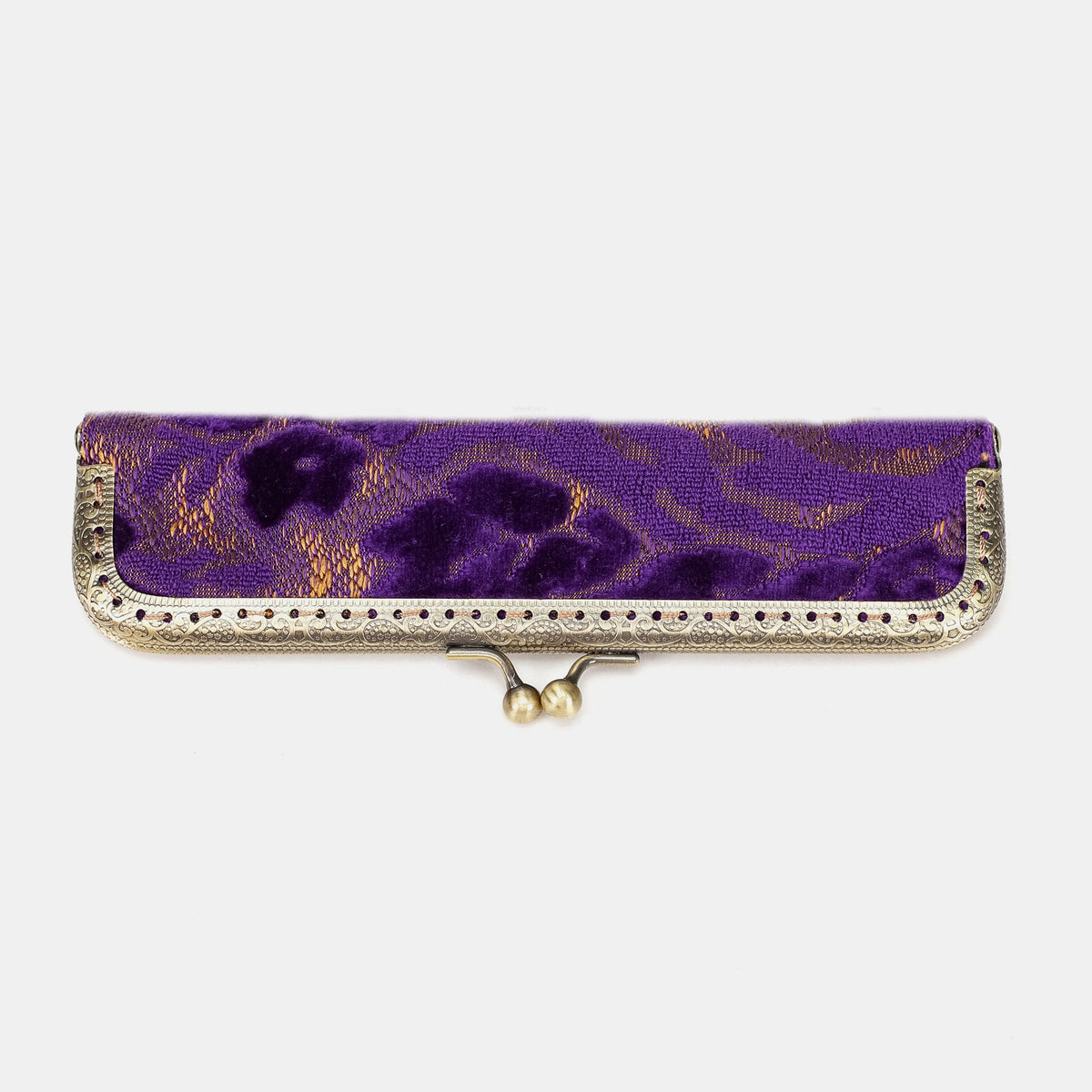Burnout velvet Purple Duo Pen Case Carpetbag of America front