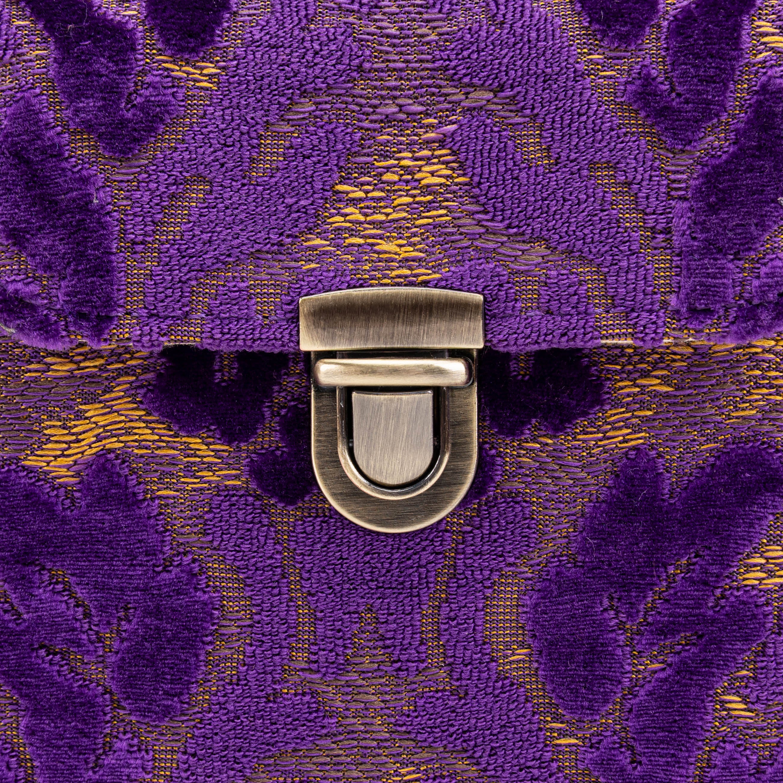 Burnout Velvet Purple Emma Small Train Case Crossbody of America tuck lock