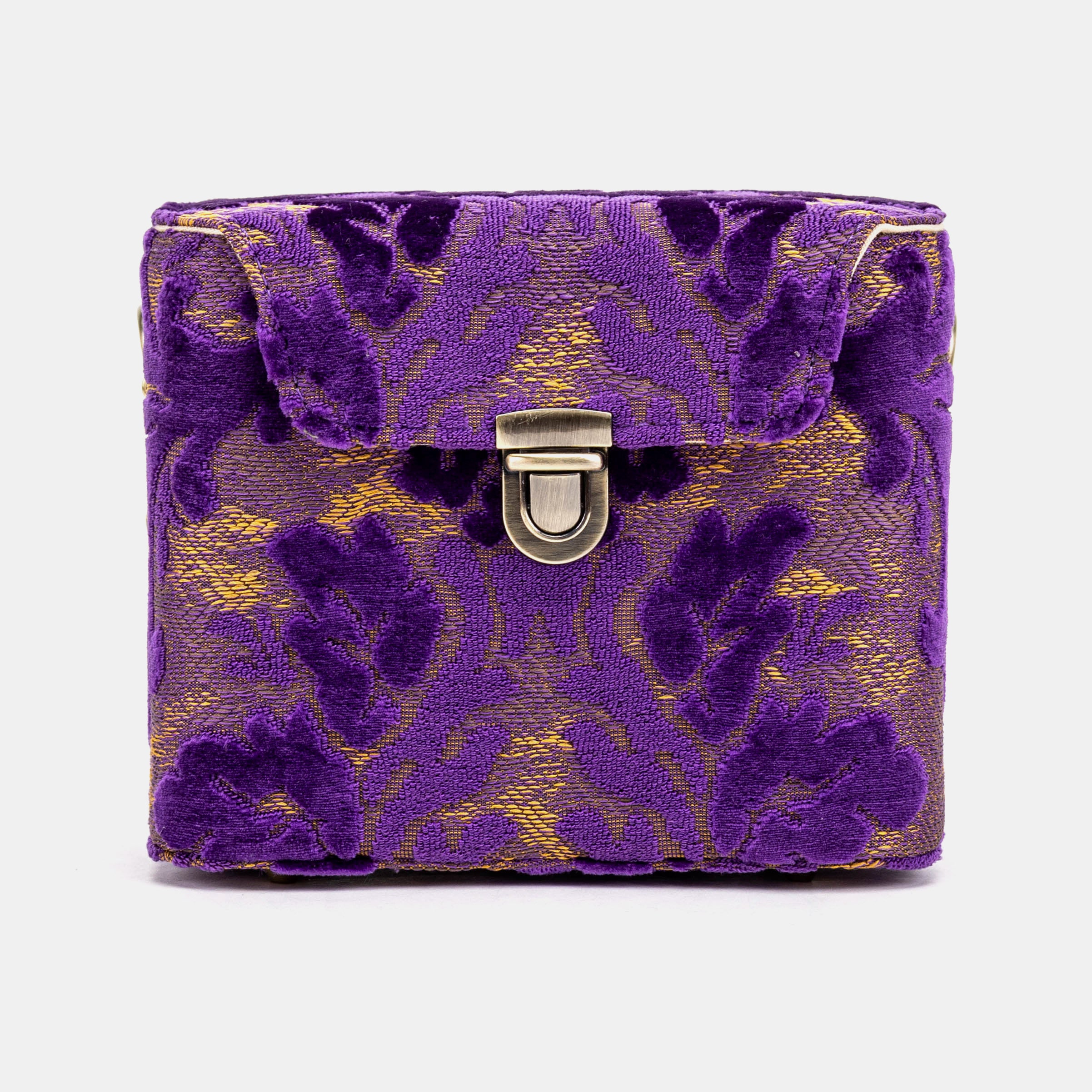 Burnout Velvet Purple Emma Small Train Case Crossbody of America front