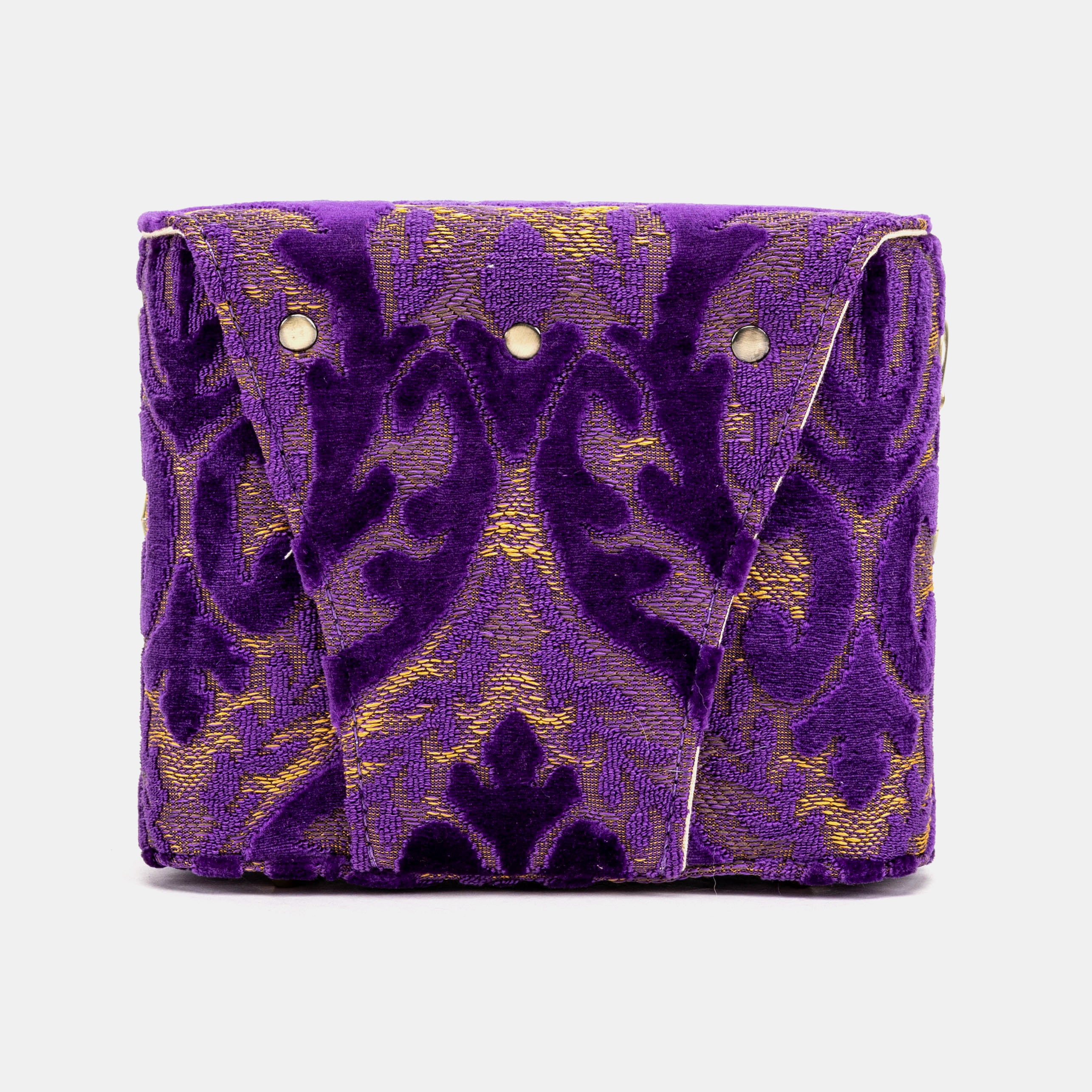 Burnout Velvet Purple Emma Small Train Case Crossbody of America back