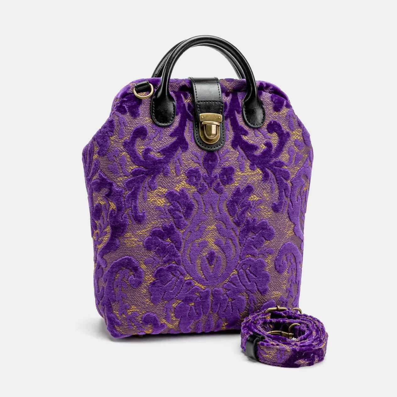 Burnout Velvet Purple Everyday Backpack of America with shoulder strap