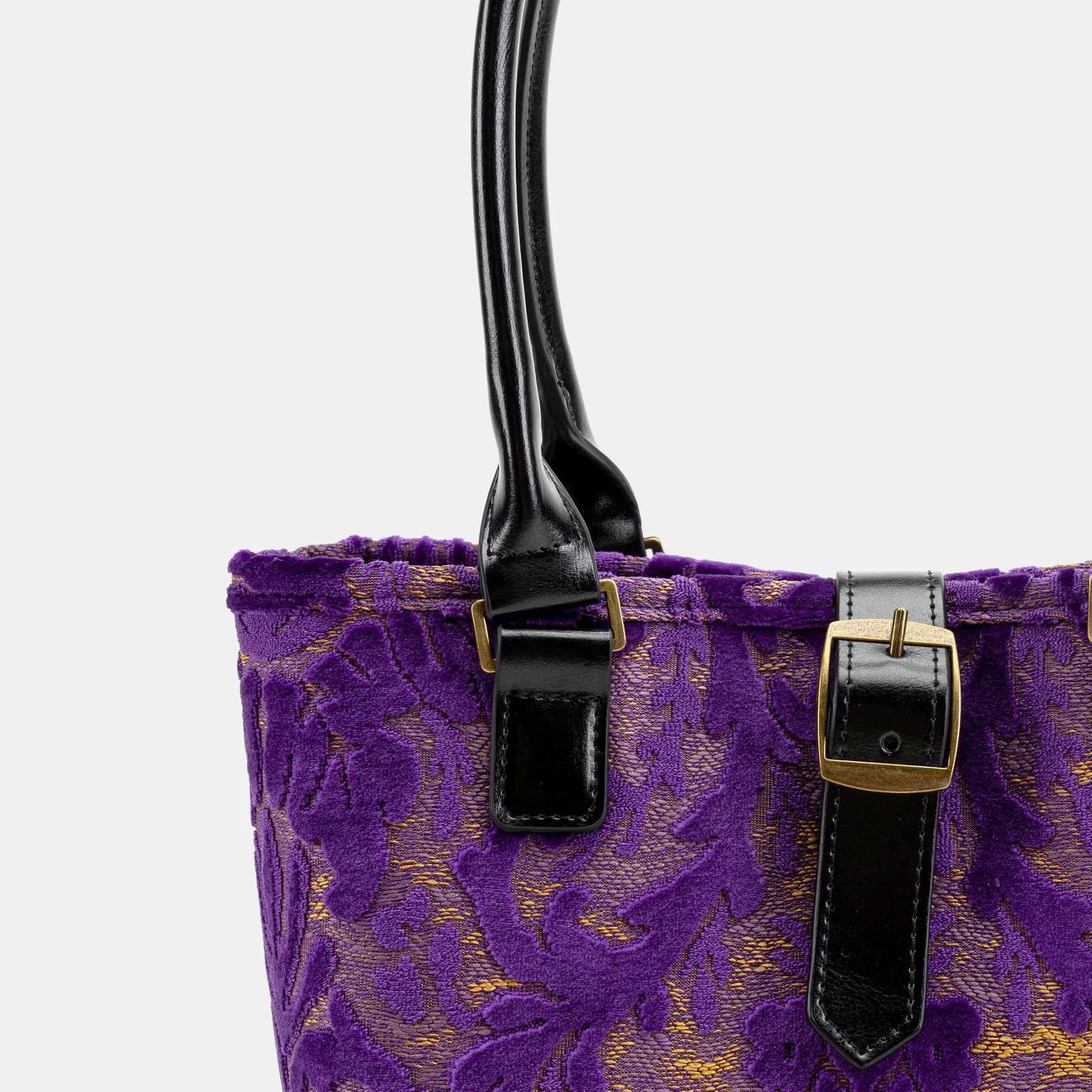 Burnout Velvet Purple Everyday Tote Carpetbag of America buckle