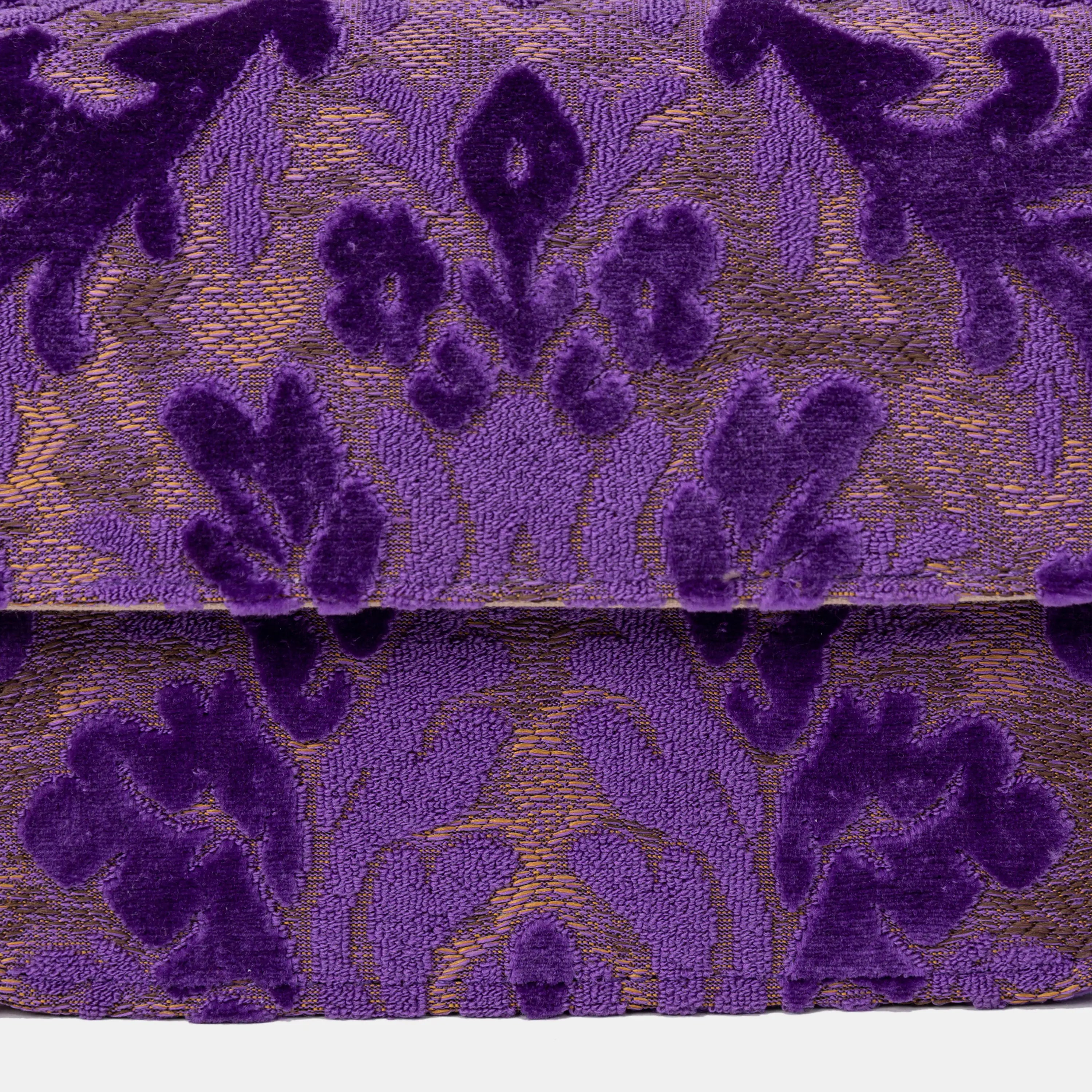Burnout Velvet Purple Flap Crossbody Bag carpet bag of America pattern