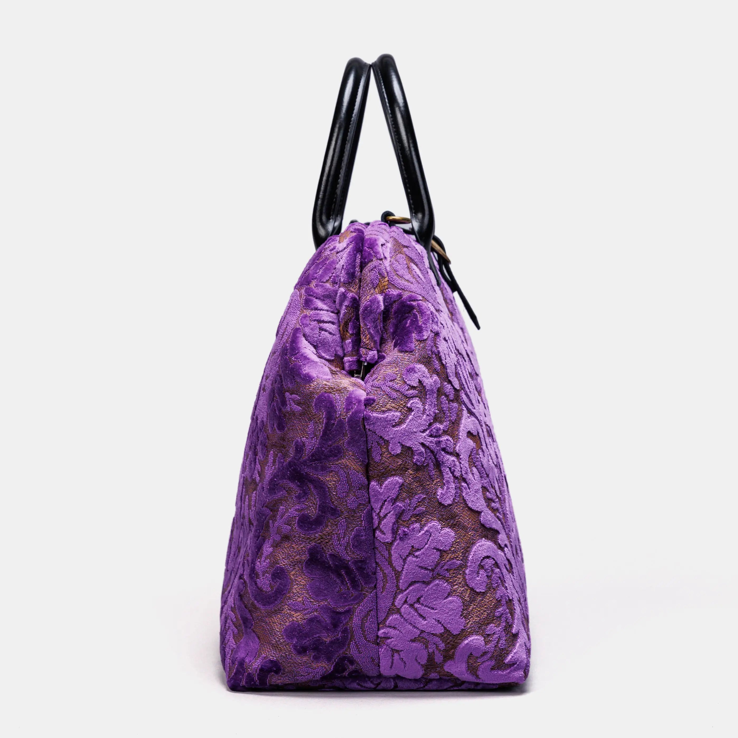 Burnout Velvet Purple Mary Poppins Weekender Carpetbag of America side