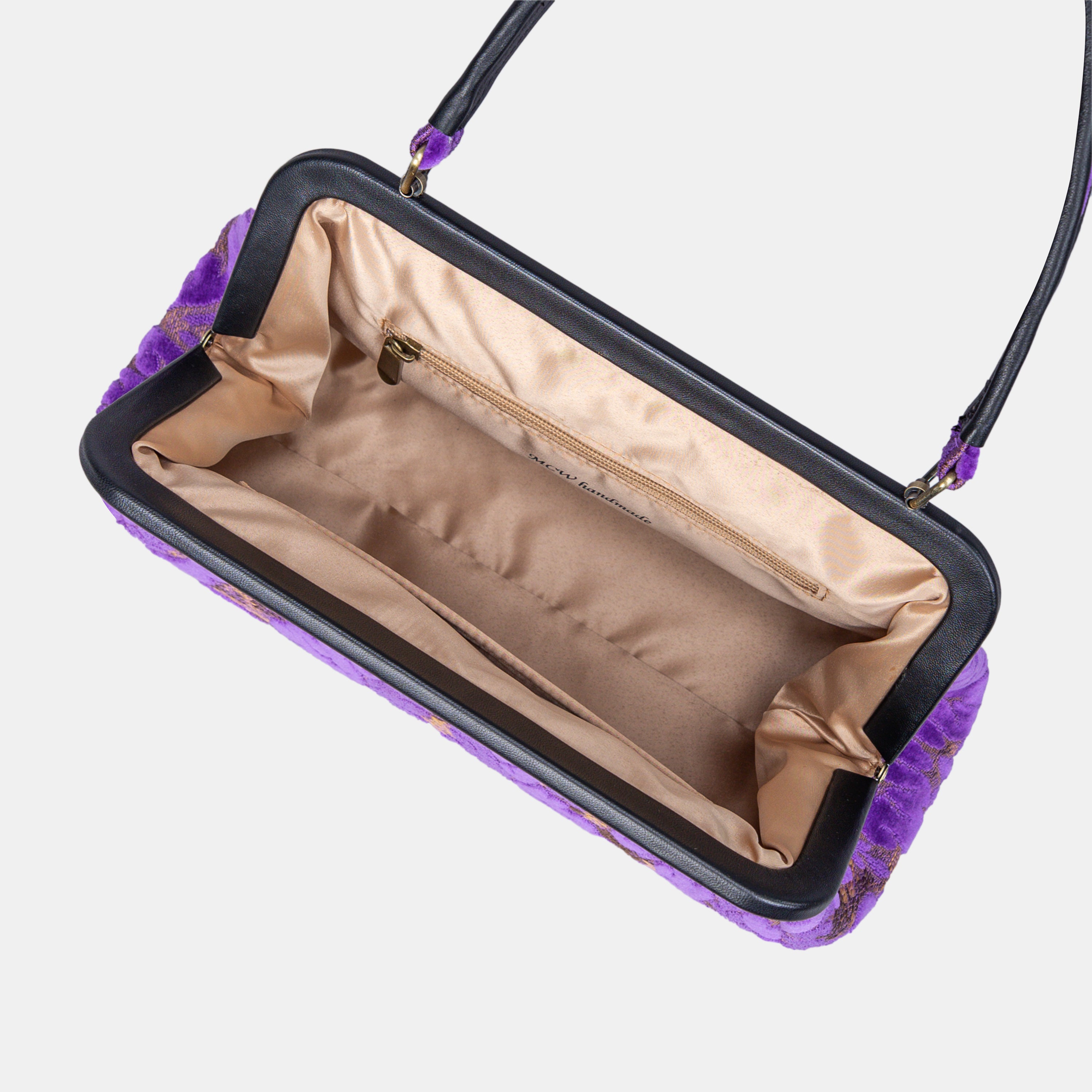 Burnout Velvet Purple Shoulder Bag inside