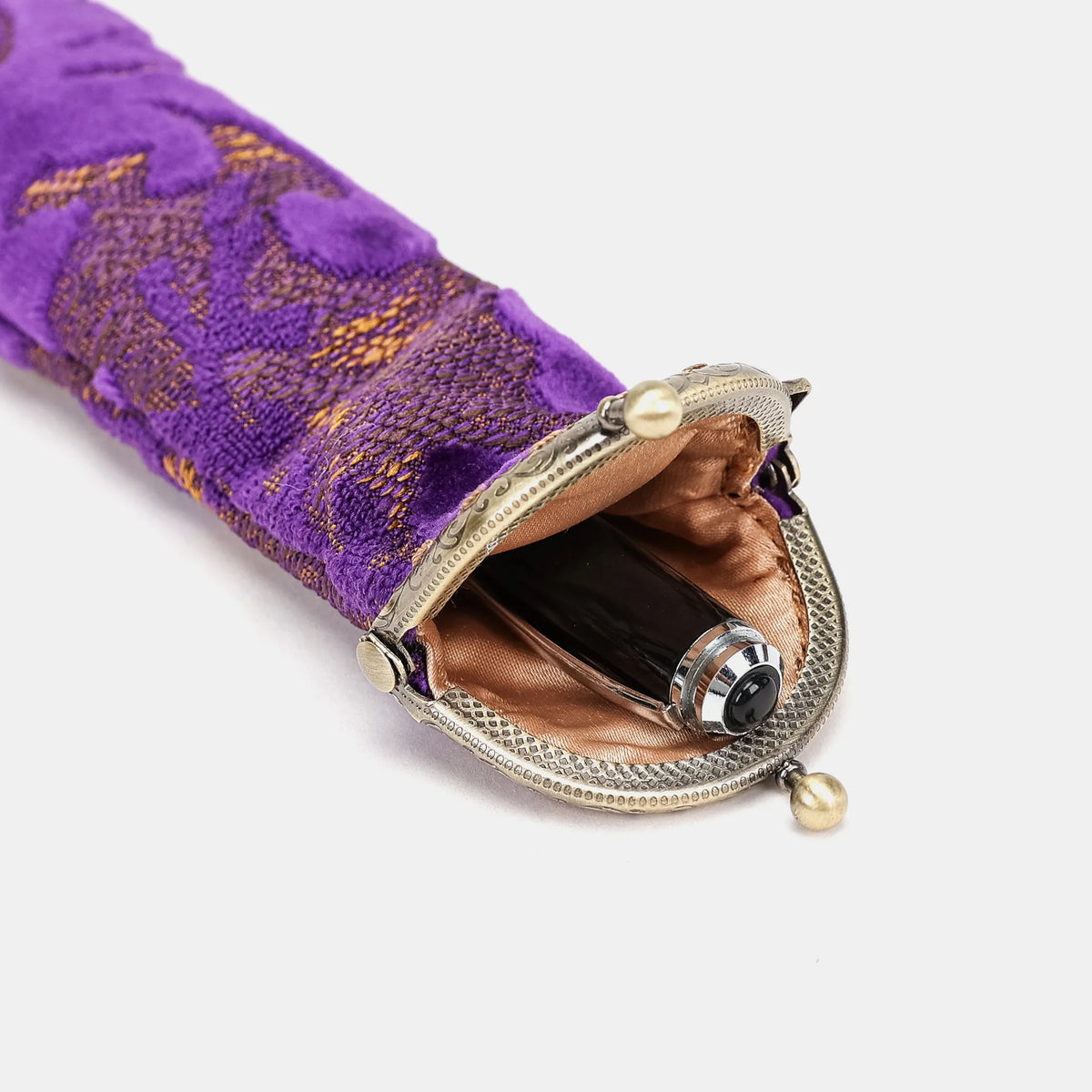 Burnout Velvet Purple Solo Pen Case Carpetbag of America open