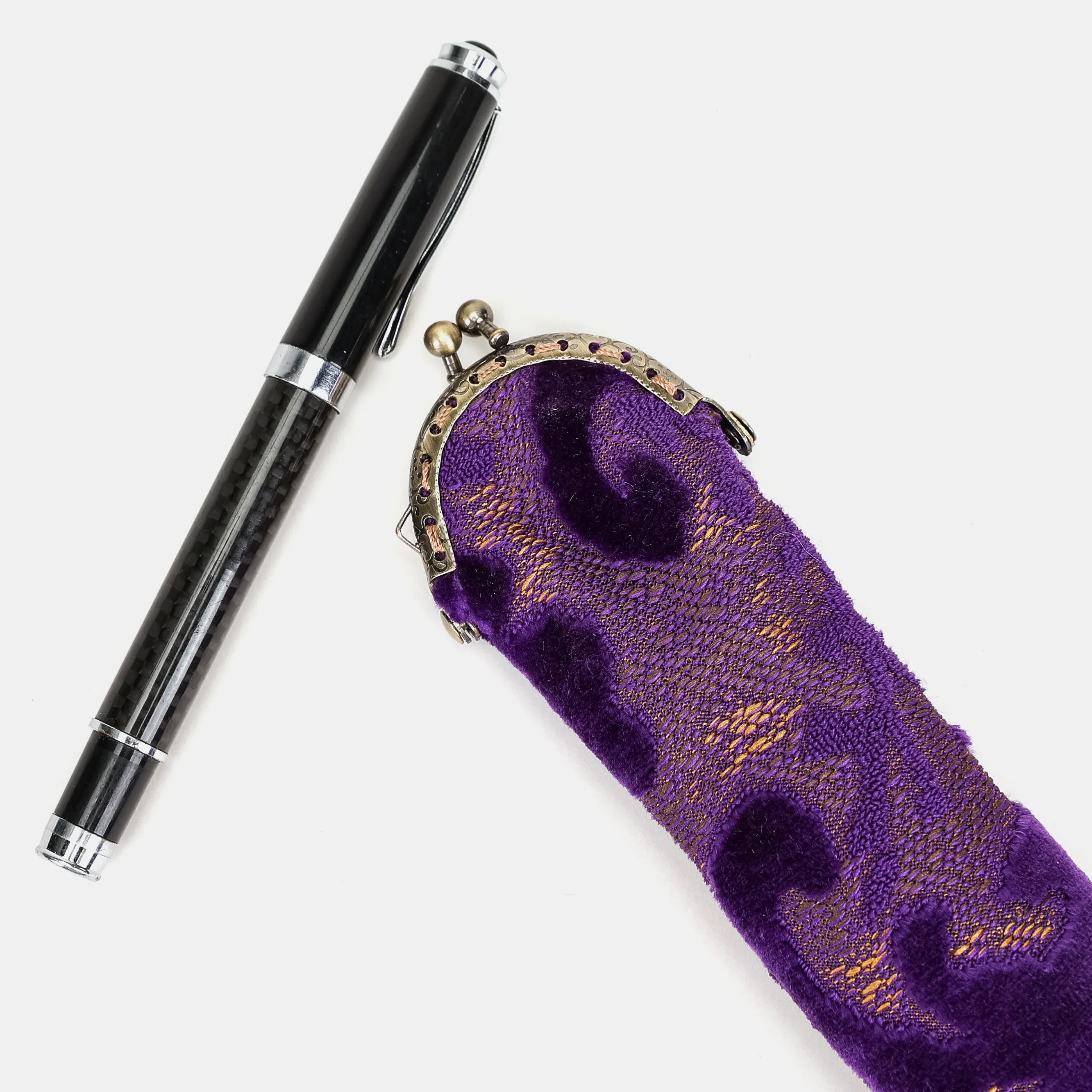 Burnout Velvet Purple Solo Pen Case Carpetbag of America with pen