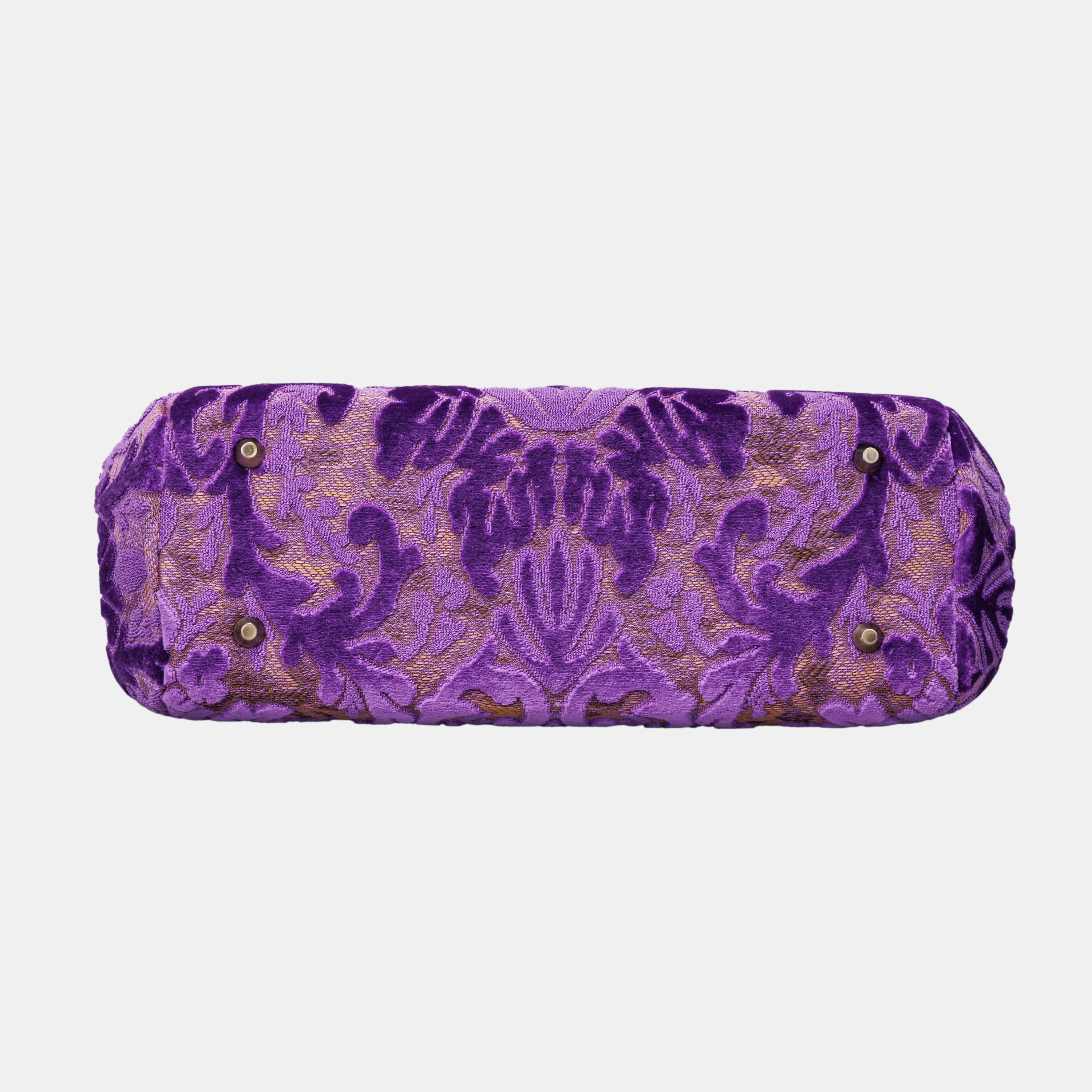 Burnout Velvet Purple Top Handle Purse carpet bag of America bottom