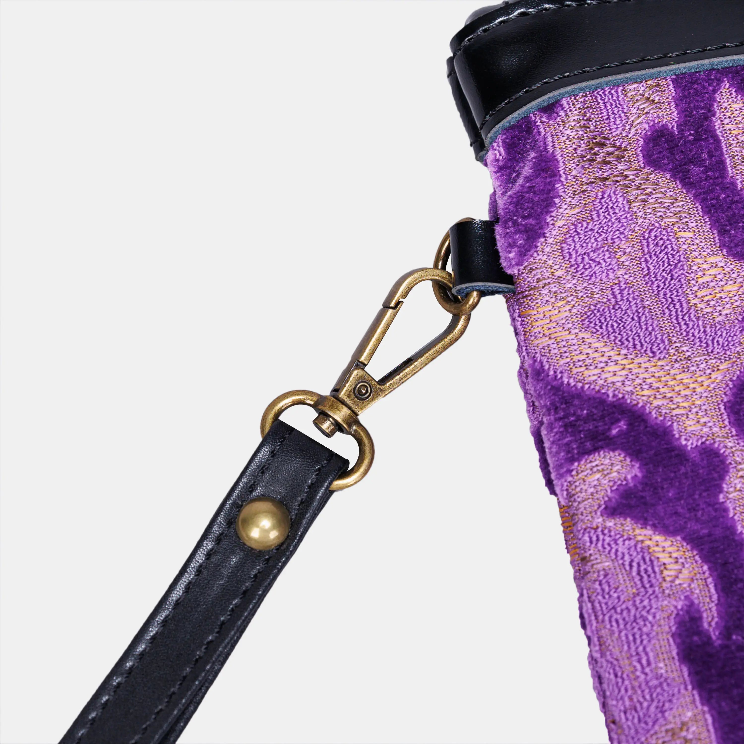 Burnout Velvet Purple Wristlet Clutch carpet bag MCW Handmade strap