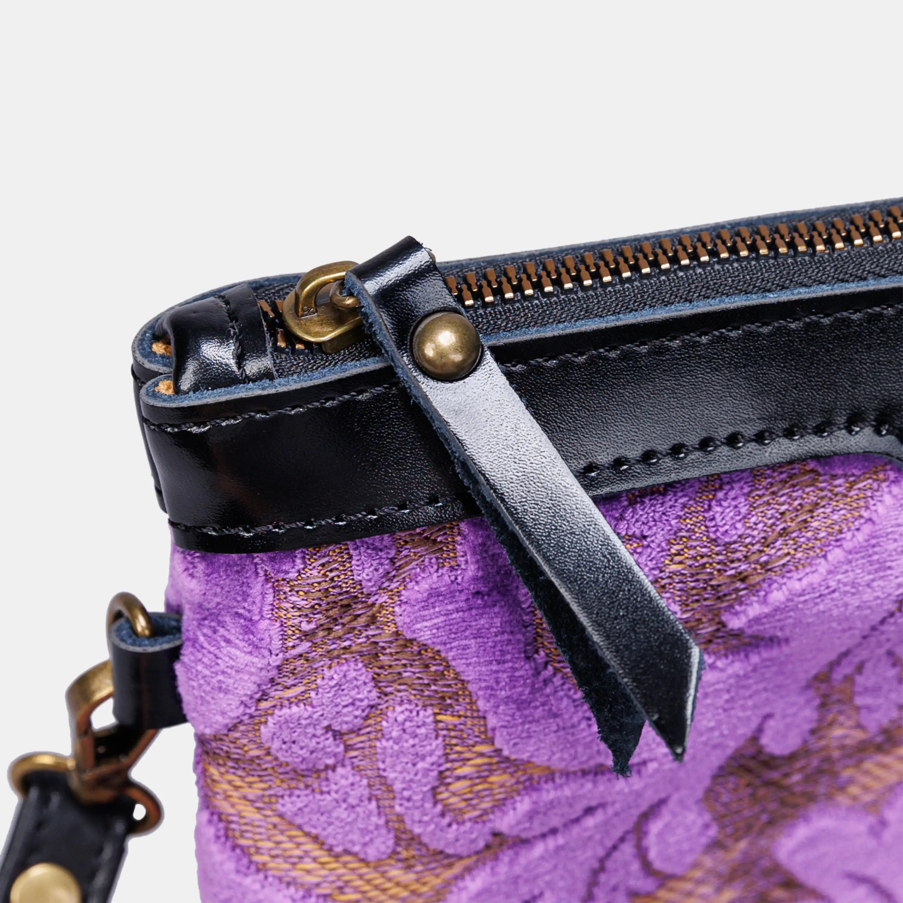 Burnout Velvet Purple Wristlet Clutch carpet bag MCW Handmade details