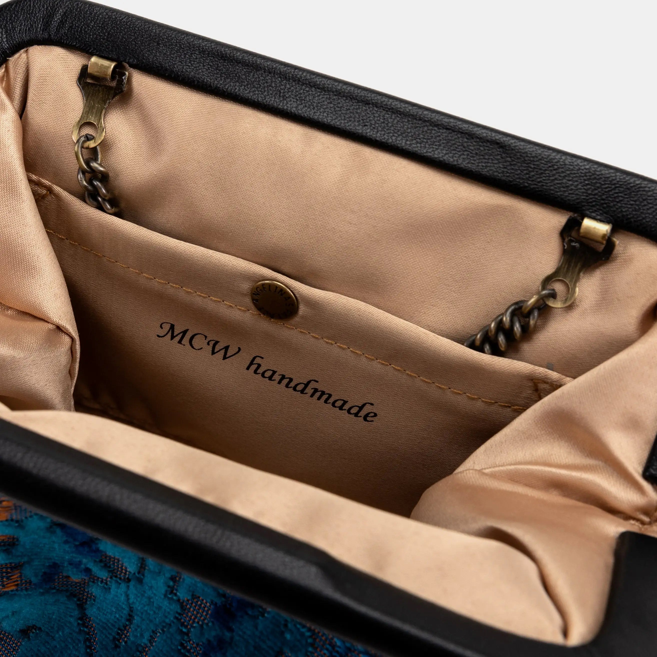 Burnout Velvet Revival Aqua Alma Clutch detail
