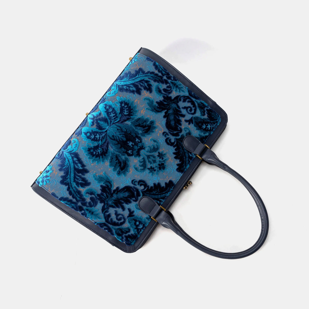 Burnout Velvet Revival Aqua Business Tote of America flat lying