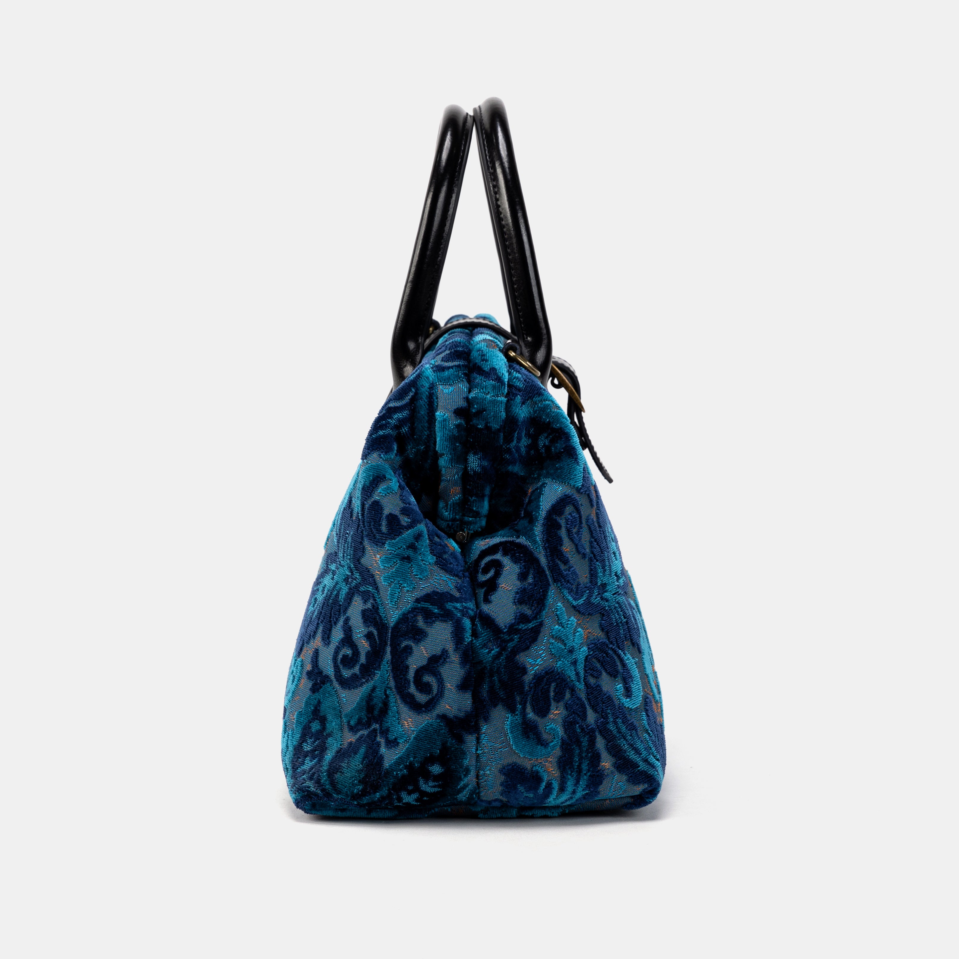 Burnout Velvet Revival Aqua Carpet Handbag Purse of America side