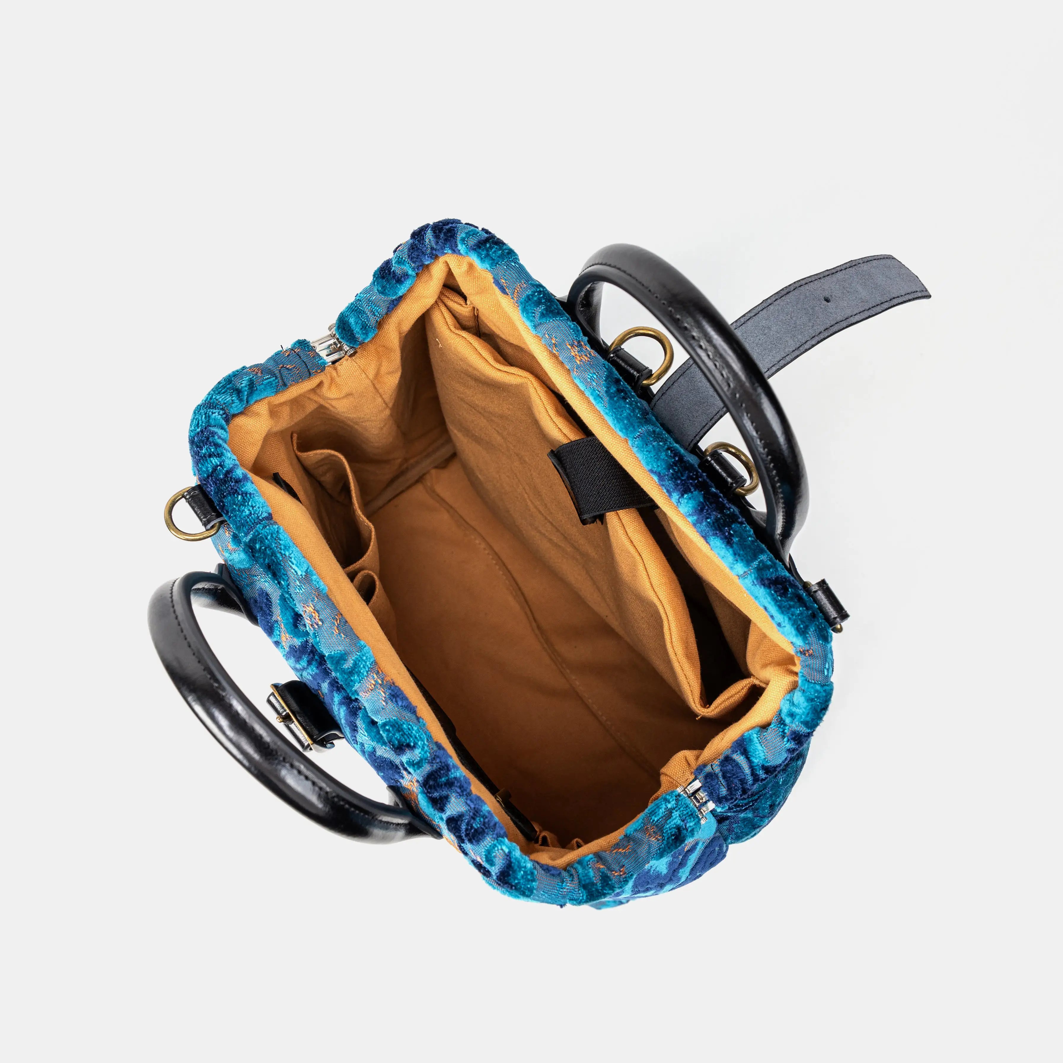 Burnout Velvet Revival Aqua Carpet Laptop Backpack of America inside
