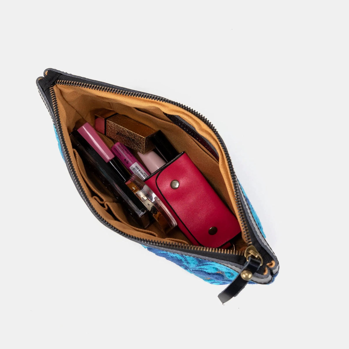 Burnout Velvet Revival Aqua Carpet Makeup Bag of America capacity
