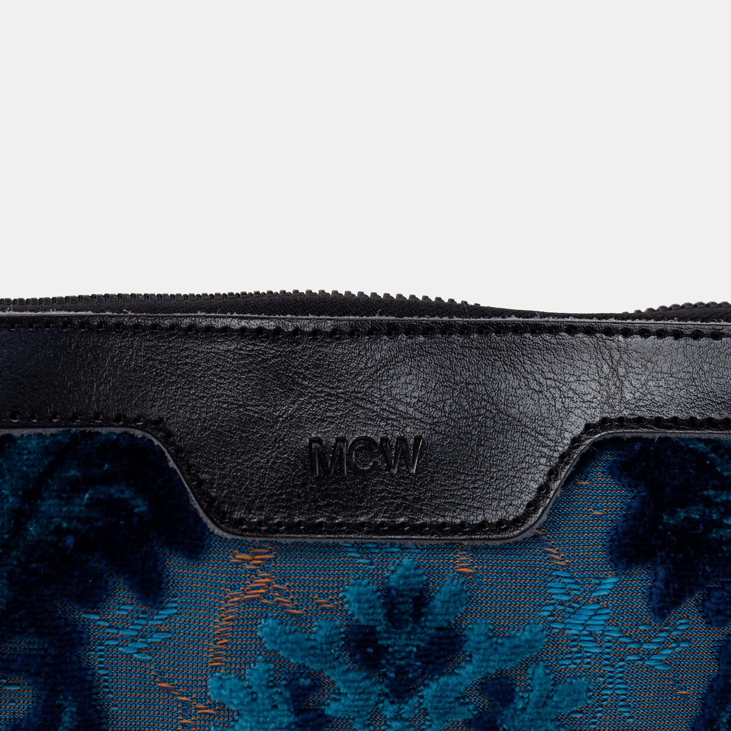 Burnout Velvet Revival Aqua Carpet Makeup Bag of America logo