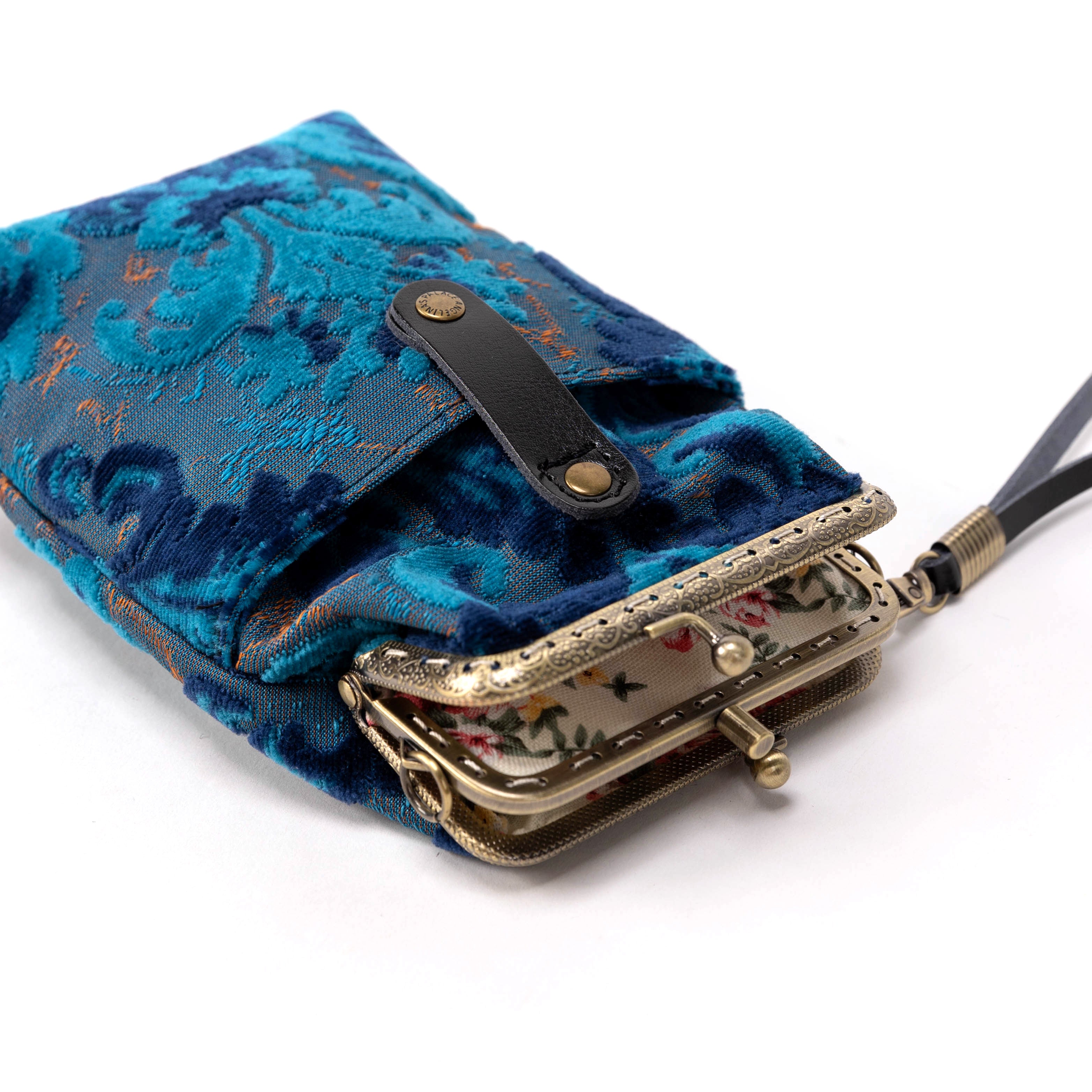 Burnout Velvet Revival Aqua Carpet Phone Case Carpetbag of America Flat lay pictures