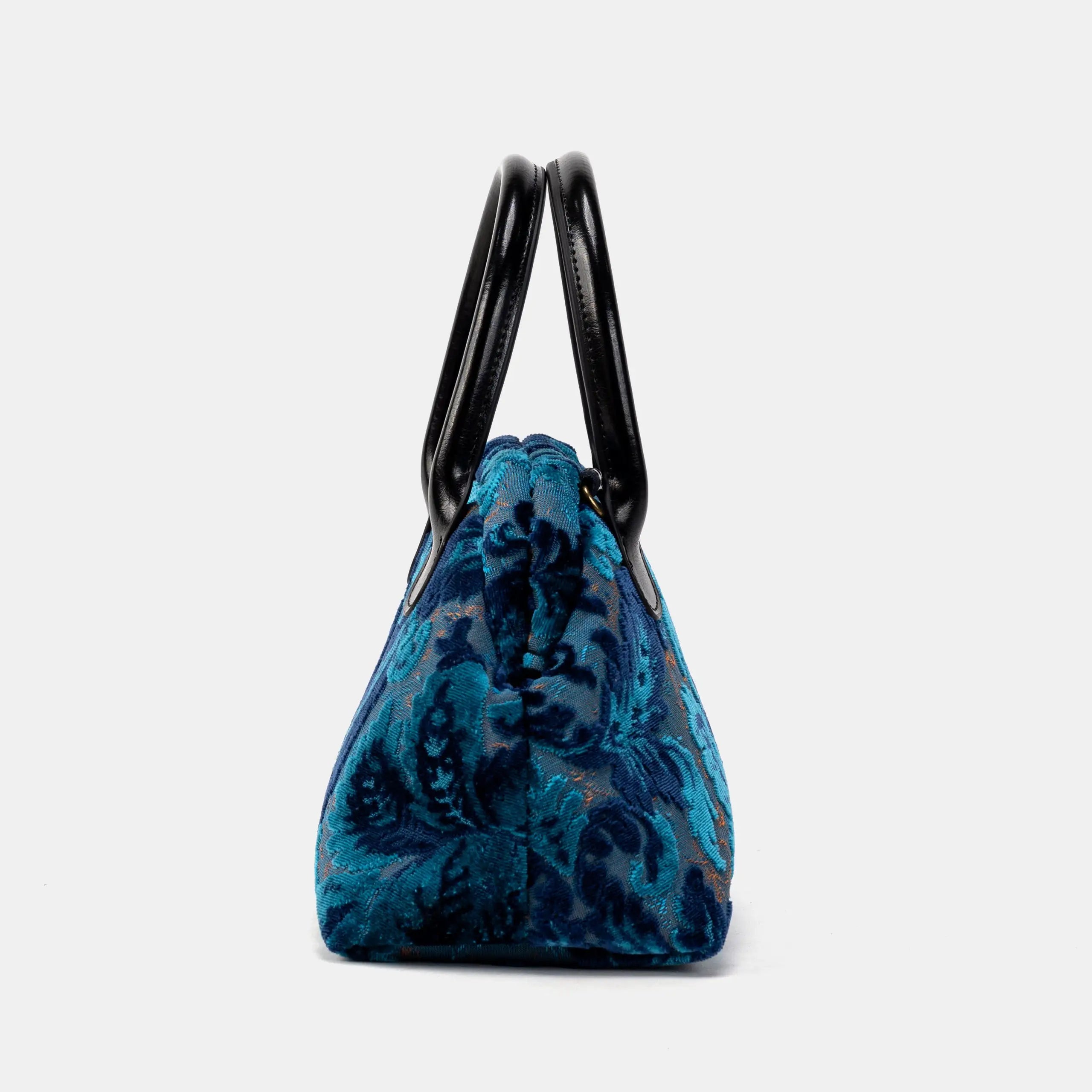 Burnout Velvet Revival Aqua Carpet Satchel Carpetbag of America side