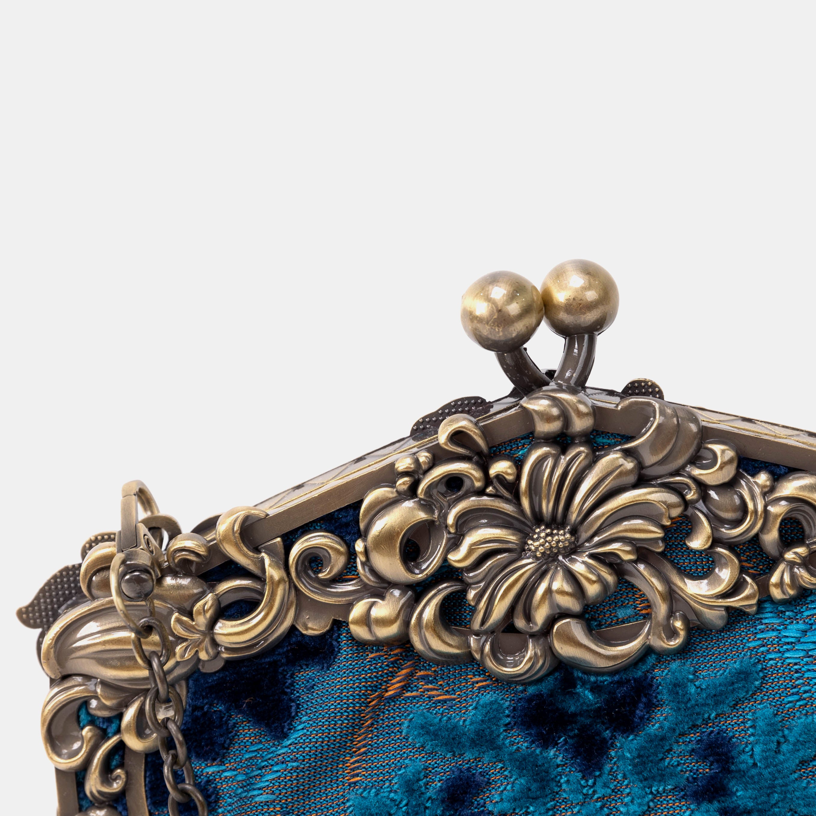 Burnout Velvet Revival Aqua Chatelaine Purse Large of America detail