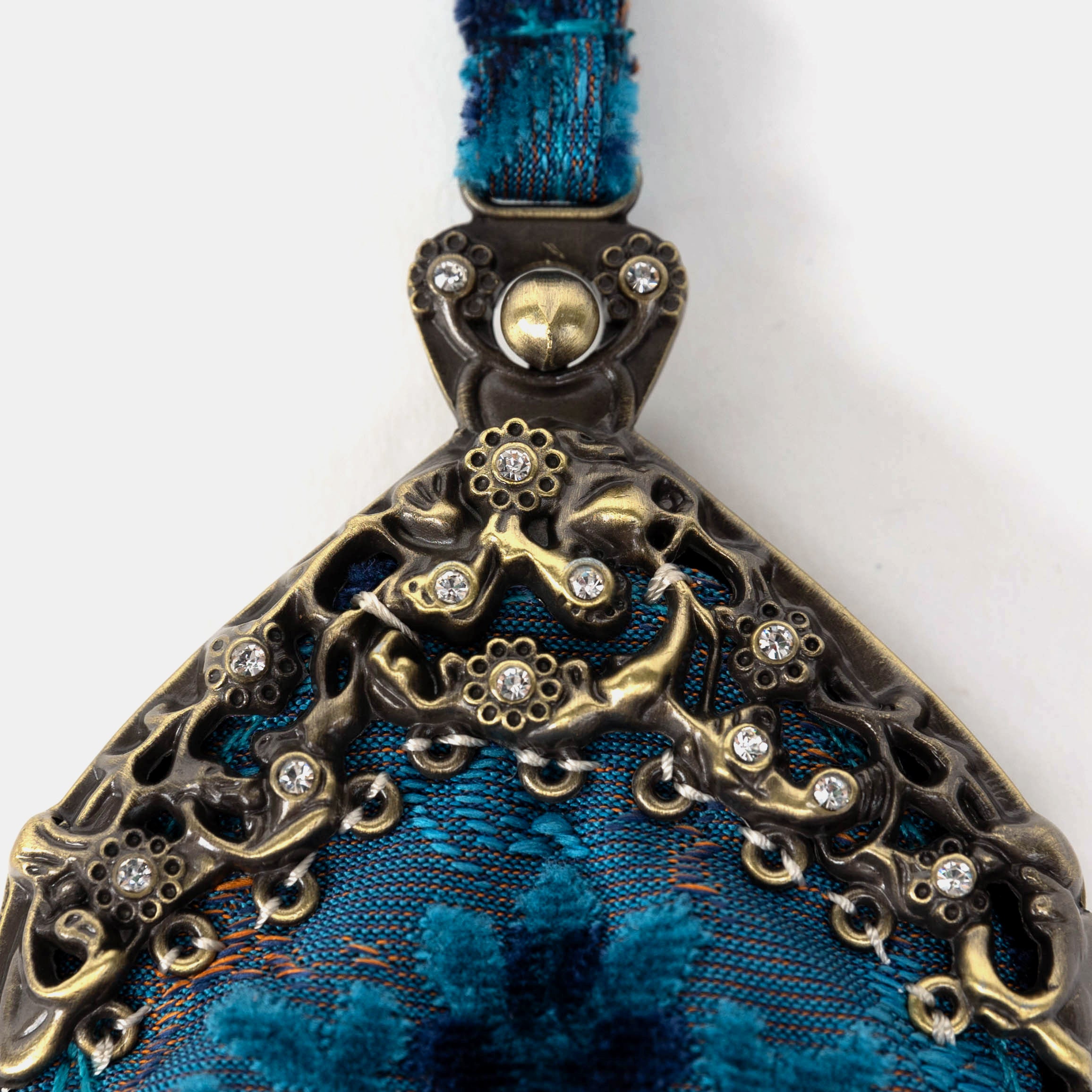 Burnout Velvet Revival Aqua Chatelaine Purse Wristlet Bag of America DETAIL