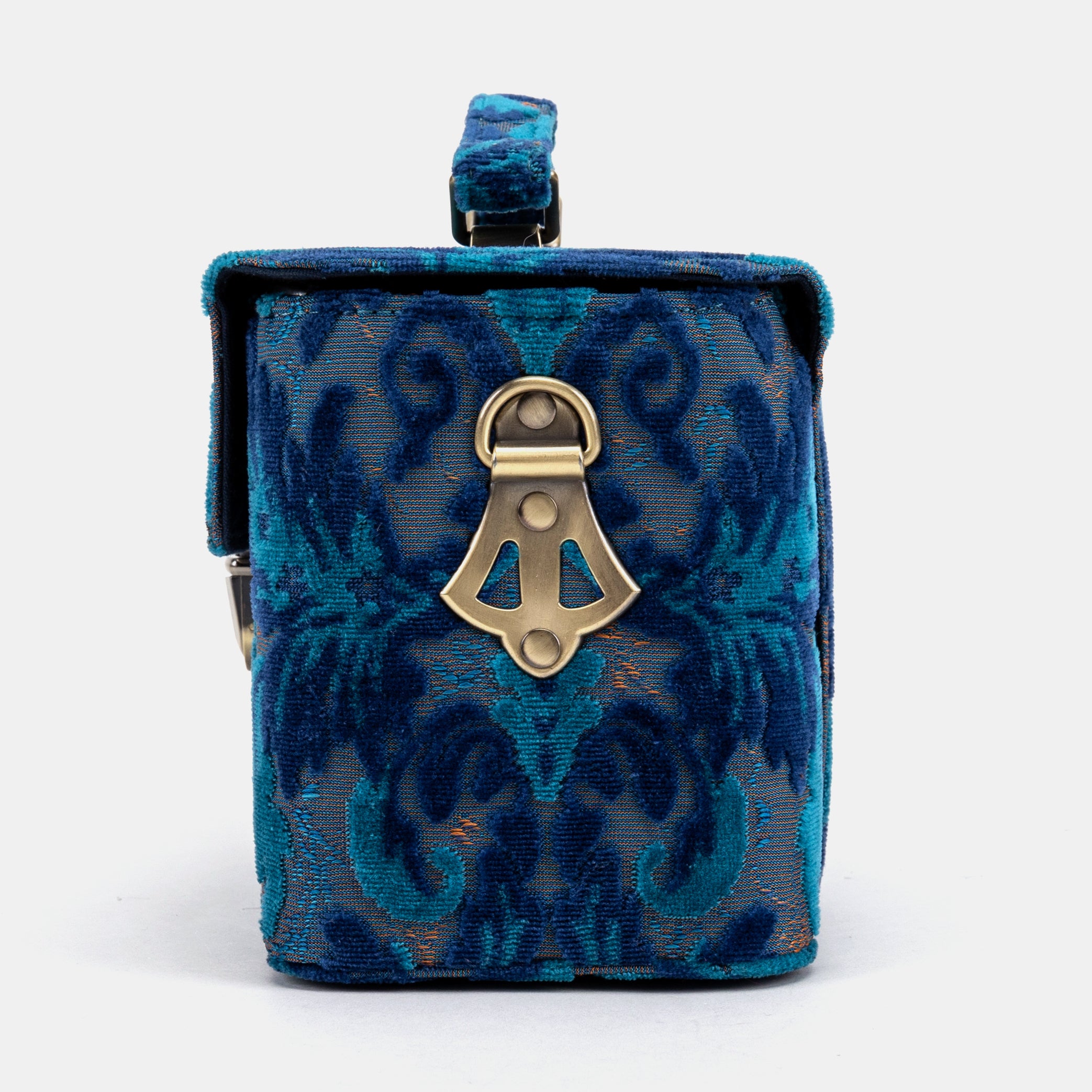 Burnout Velvet Revival Aqua Clara Medium Train Case Purse of America side
