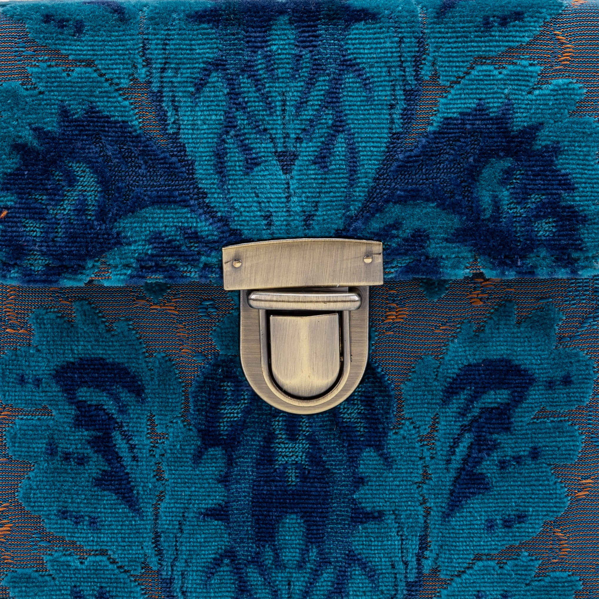 Burnout Velvet Revival Aqua Clara Medium Train Case Purse of America tuck lock