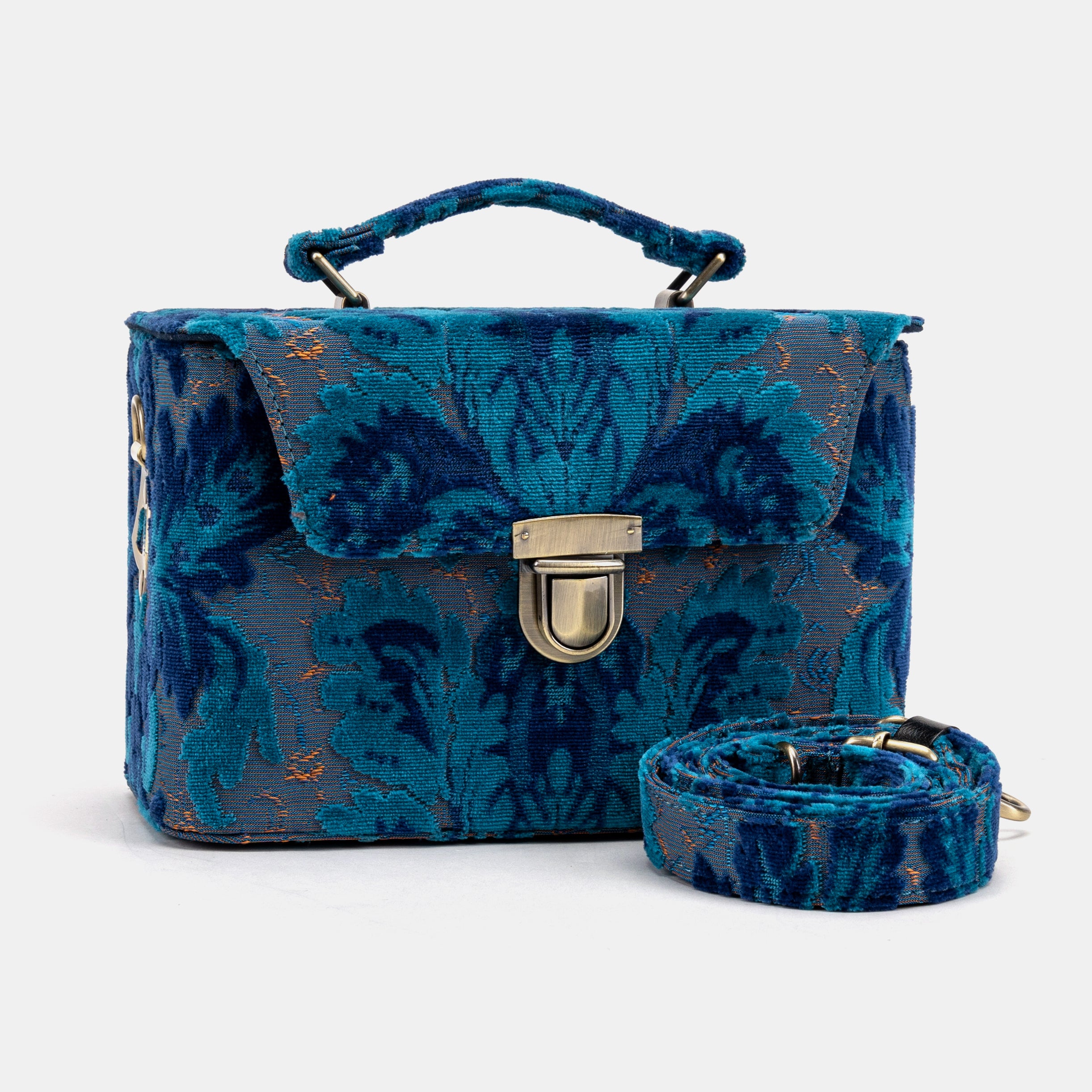 Burnout Velvet Revival Aqua Clara Medium Train Case Purse of America main