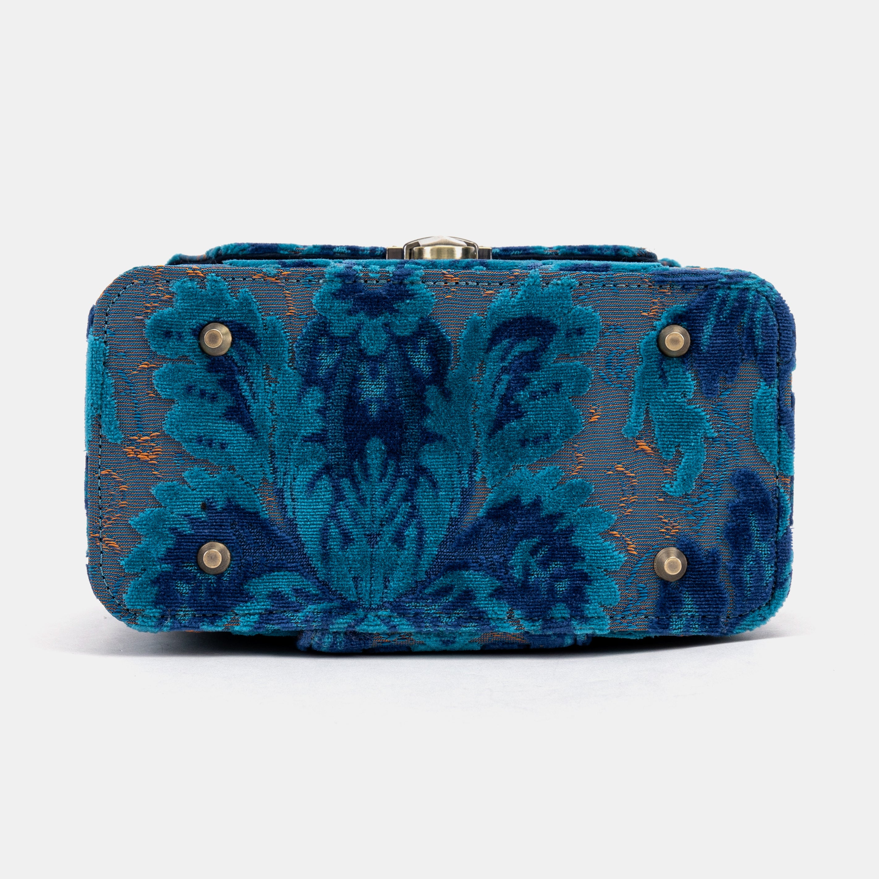 Burnout Velvet Revival Aqua Clara Medium Train Case Purse of America bottom