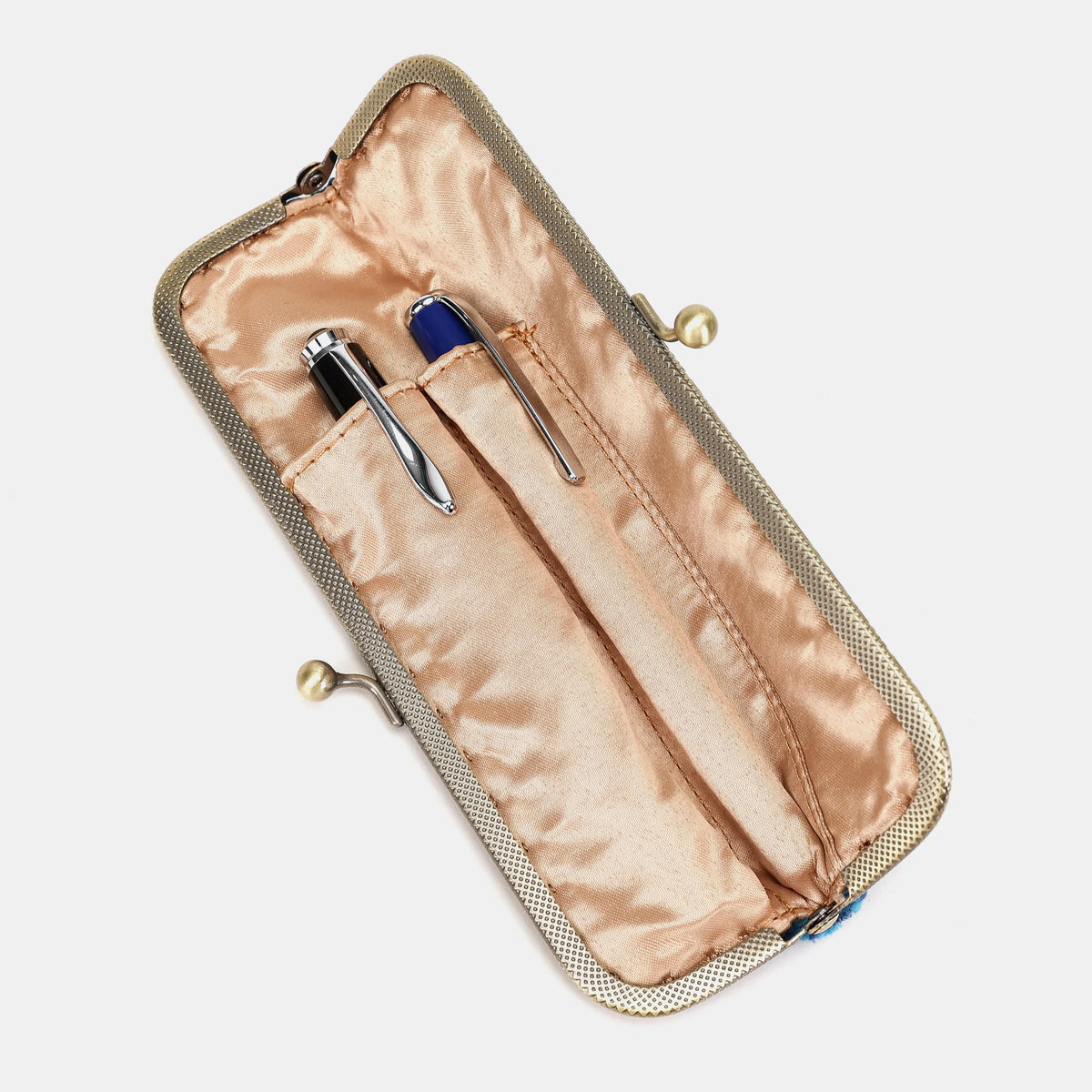 Revival Aqua Duo Pen Case Carpetbag of America inside