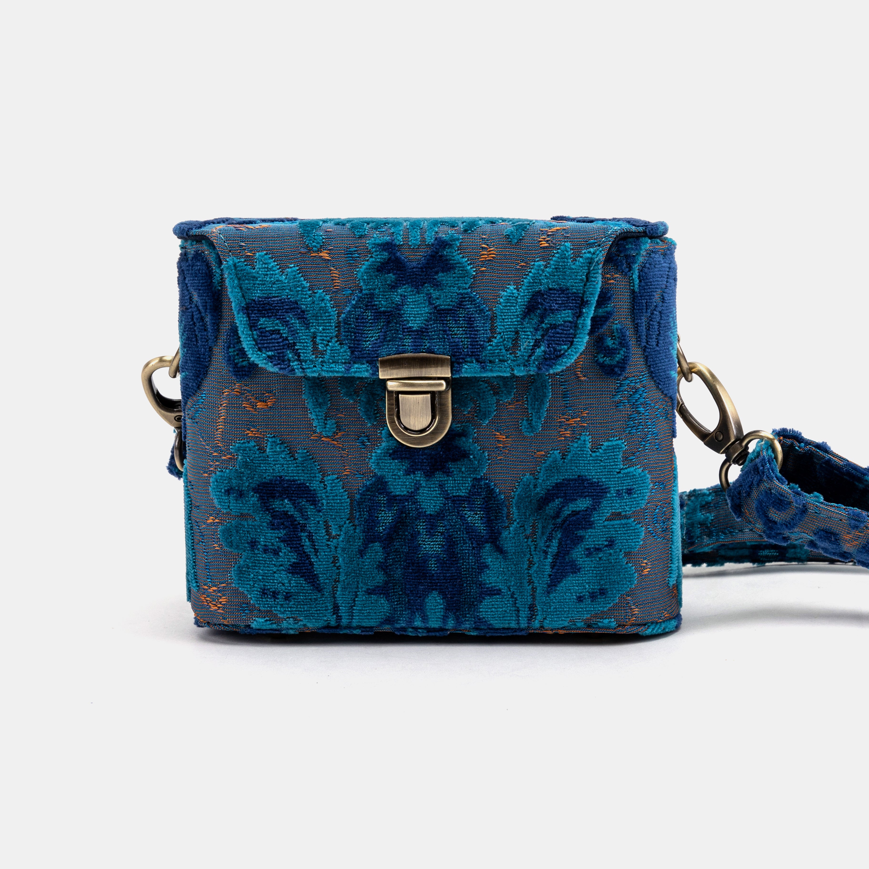 Burnout Velvet Revival Aqua Emma Small Train Case Crossbody of America main