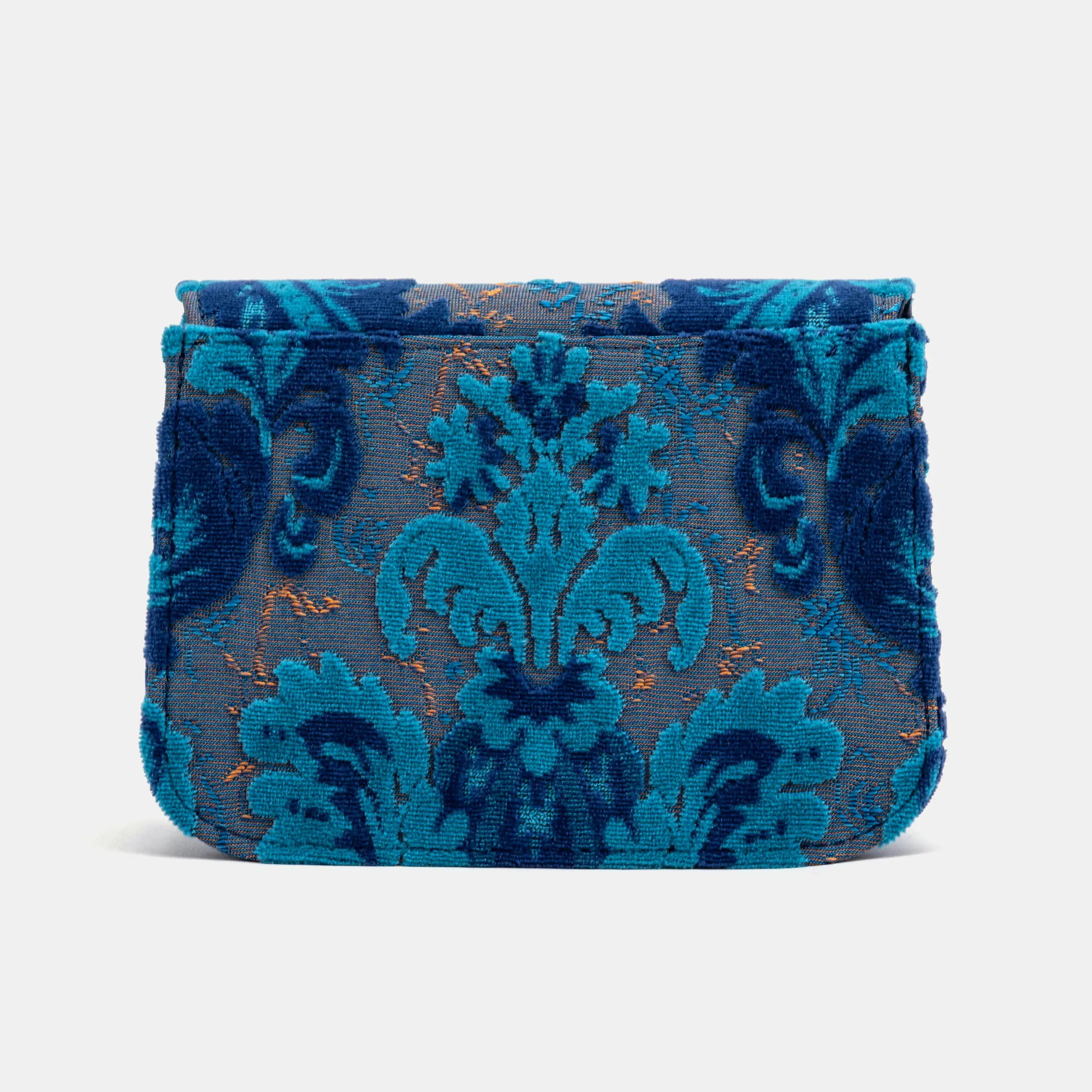 Burnout Velvet Revival Aqua Flap Crossbody Bag of America back