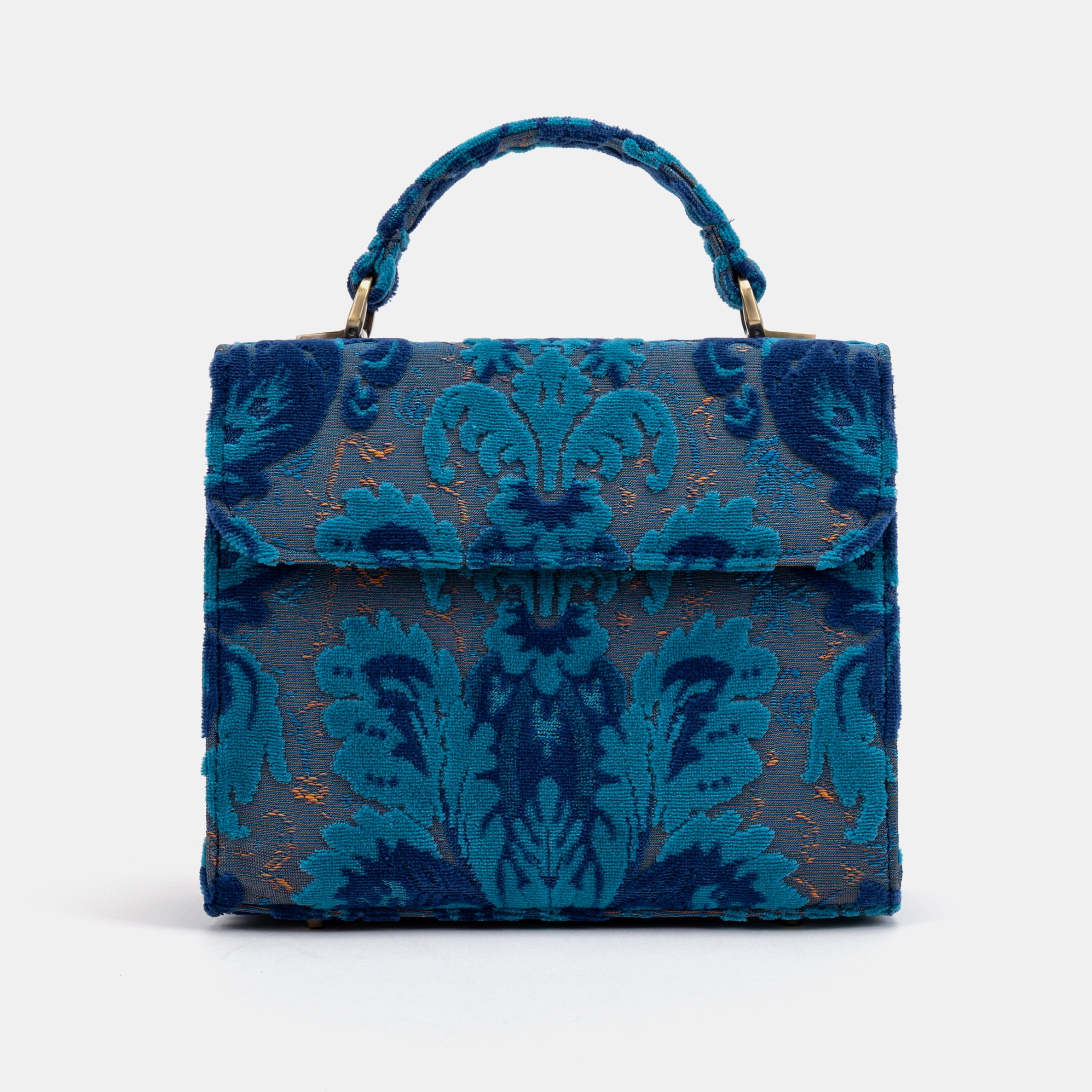 Burnout Velvet Revival Aqua Flap Satchel Carpetbag of America main