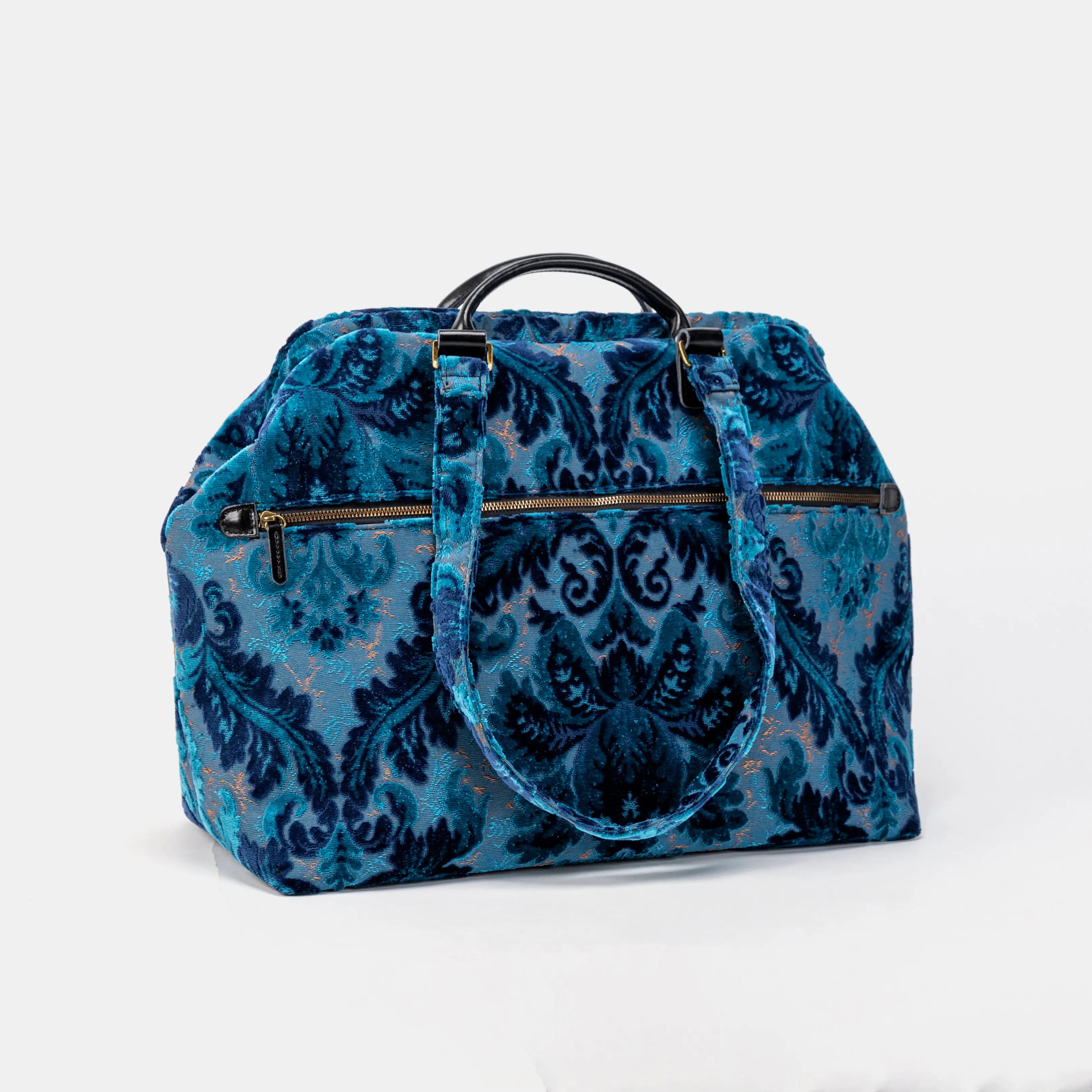 Burnout Velvet Revival Aqua Knitting Project Bag of America front side