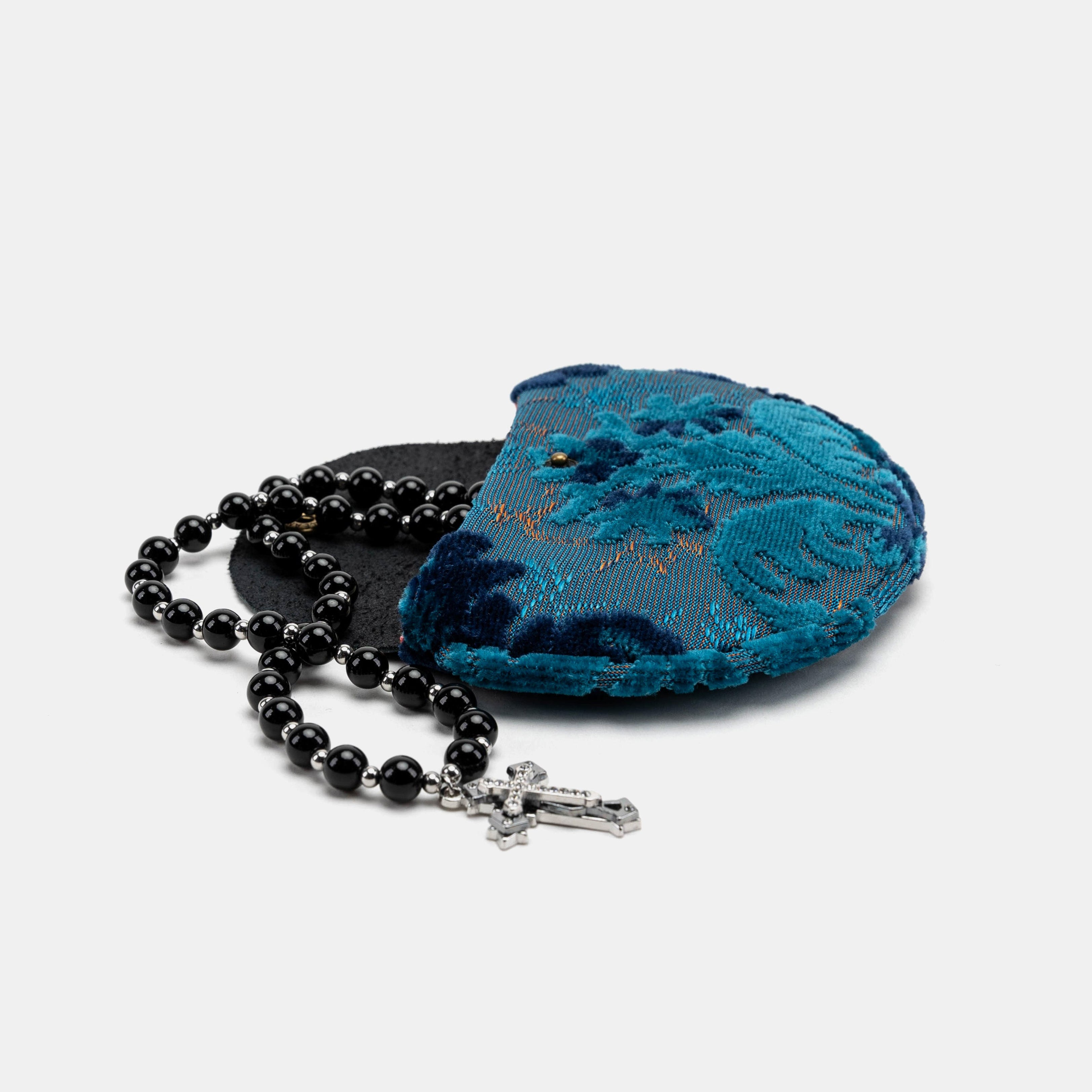 Burnout Velvet Revival Aqua Rosary Bag Carpetbag of America main