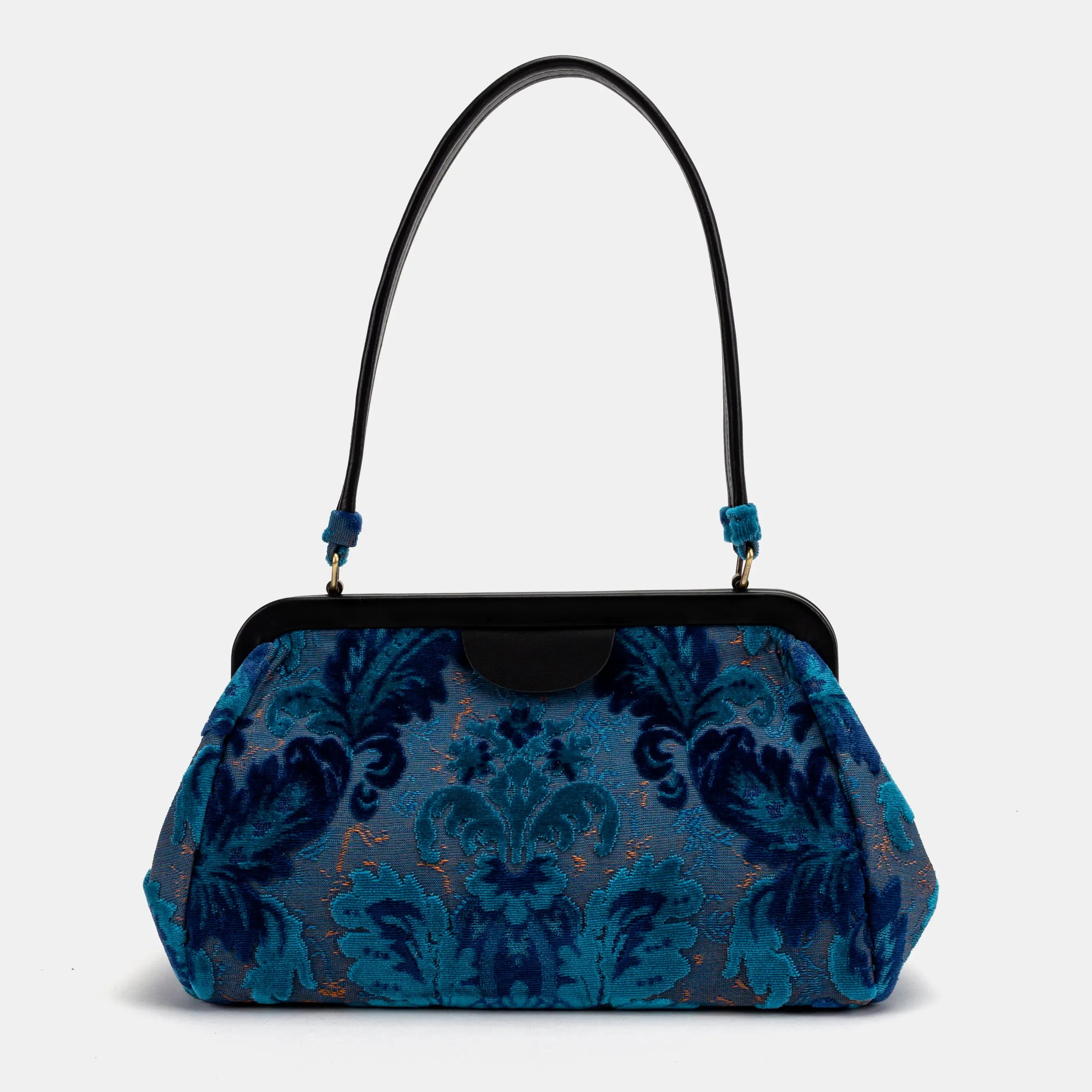 Burnout Velvet Revival Aqua Shoulder Bag of America front