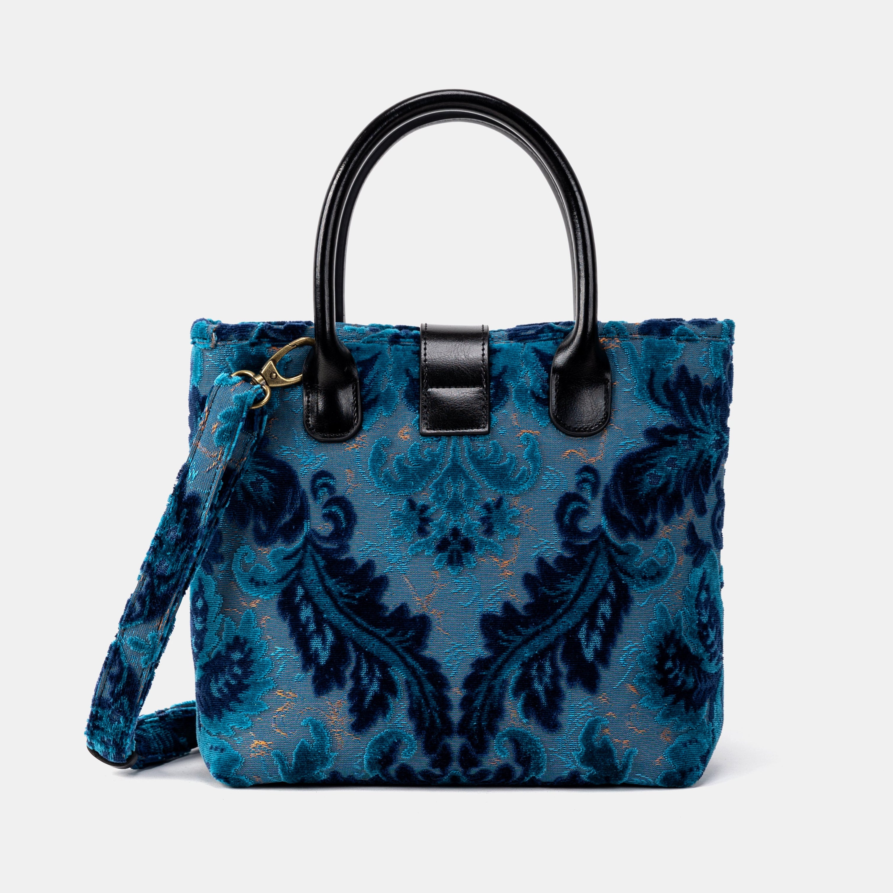 Burnout Velvet Revival Aqua Tuck Lock Carpet Satchel back
