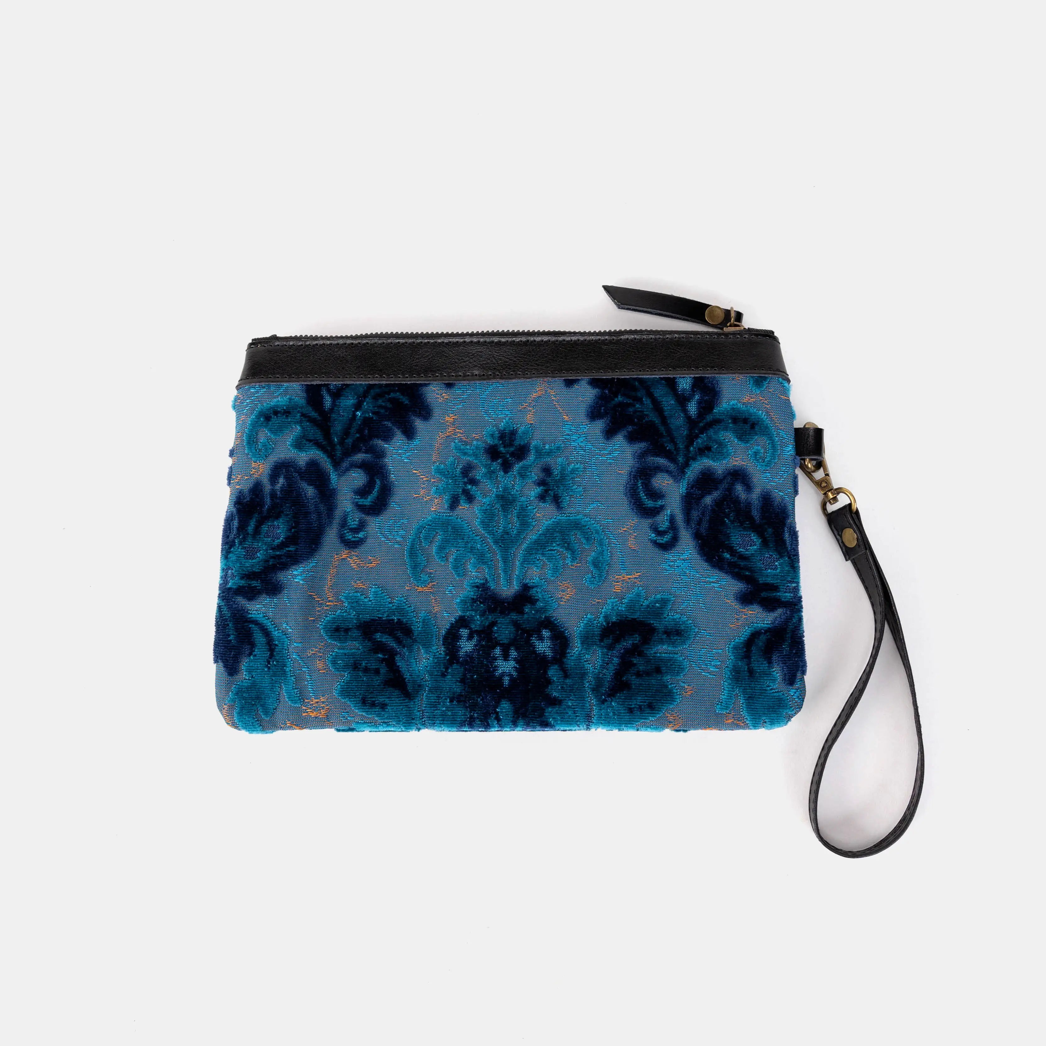 Burnout Velvet Revival Aqua Wristlet Clutch back