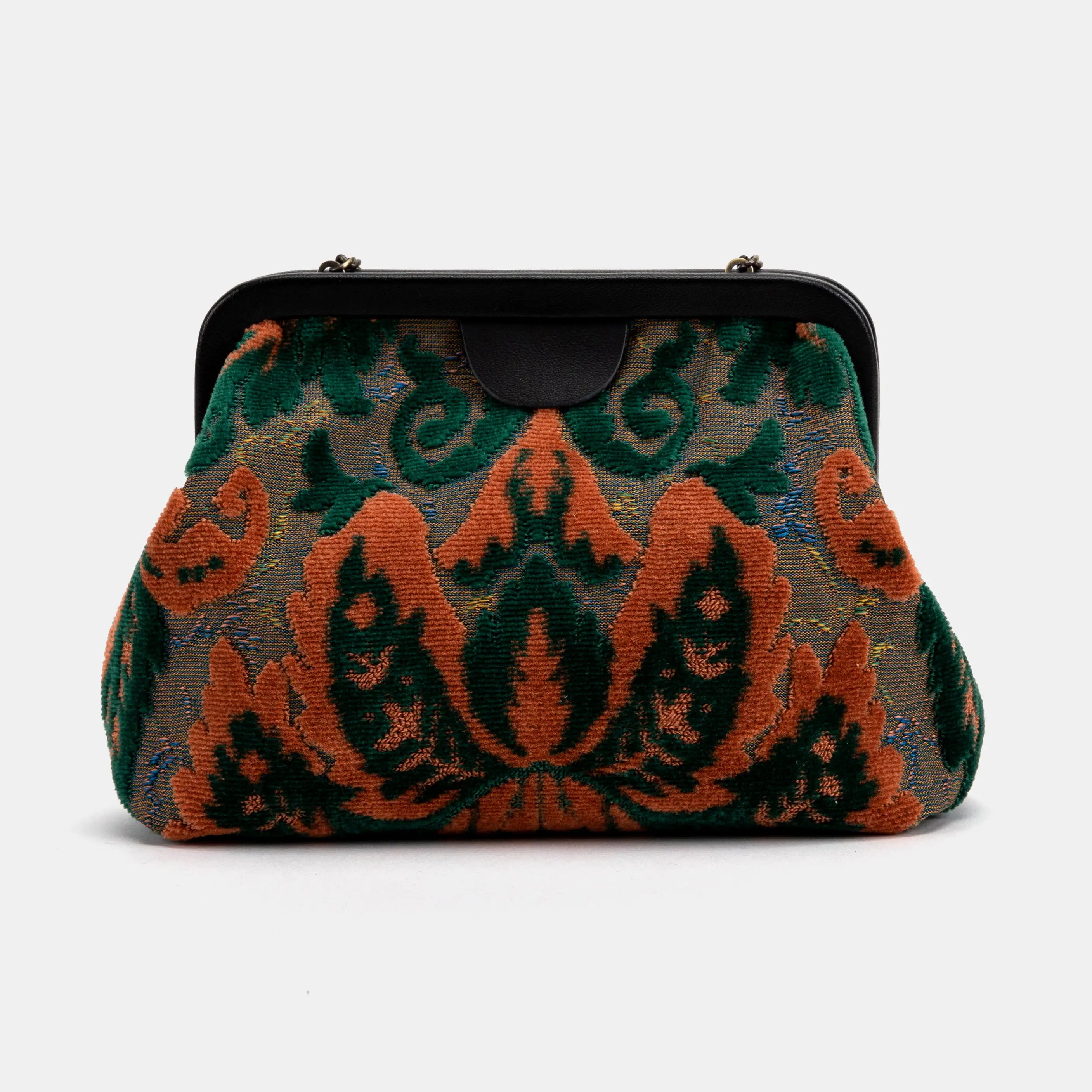 Burnout Velvet Revival Jade Alma Clutch front