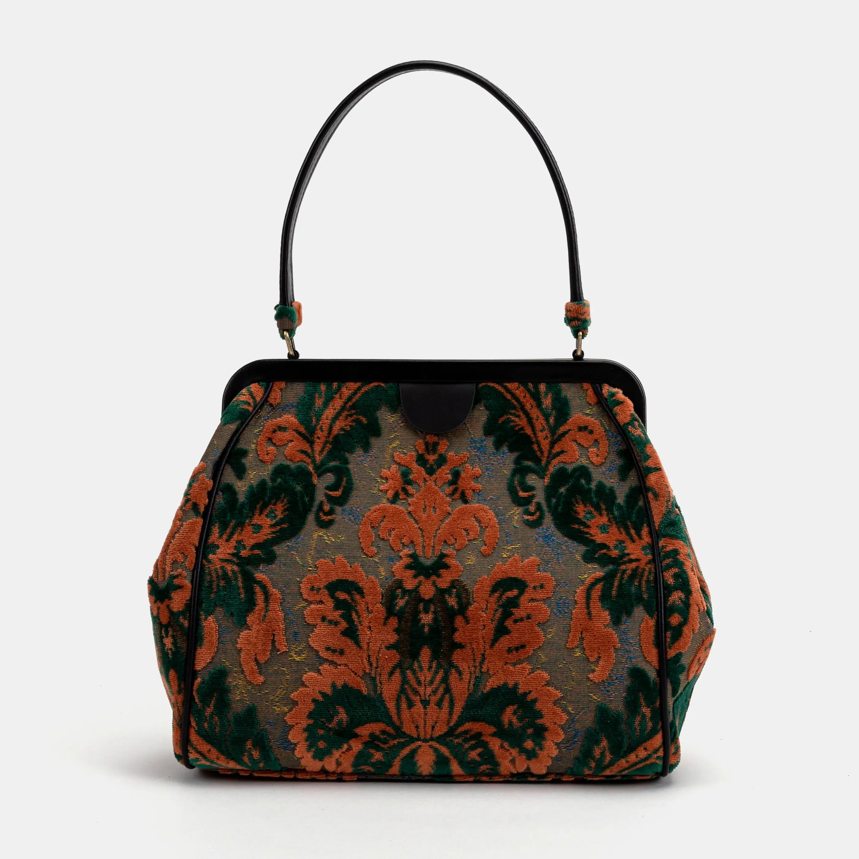 Burnout Velvet Revival Jade Alma Shoulder Bag Carpet Bag of America front