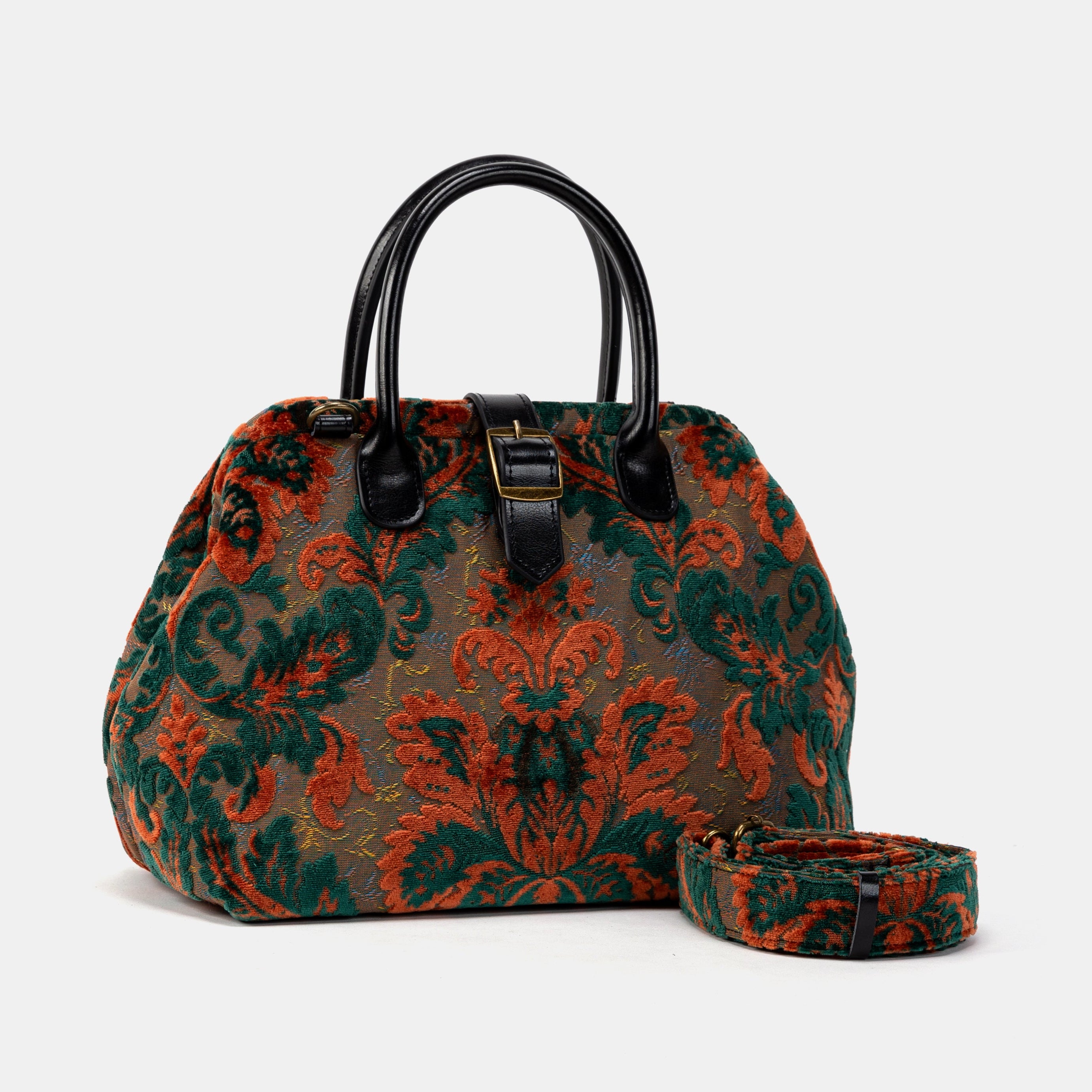 Burnout Velvet Revival Jade Carpet Handbag Purse of America with belt