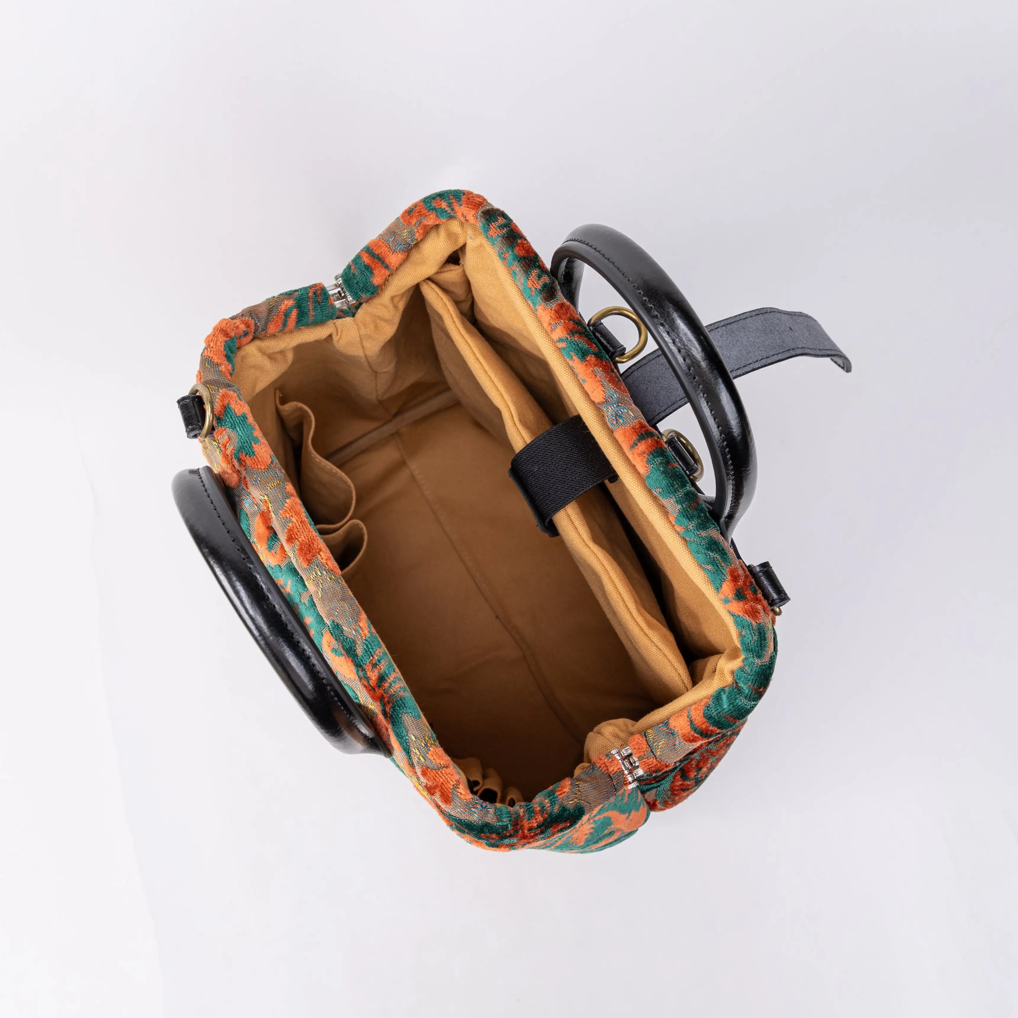 Burnout Velvet Revival Jade Carpet Laptop Backpack of America inside